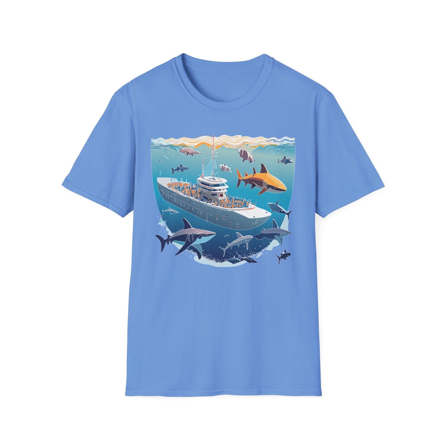 Ocean Tee Shirt Unisex Softstyle Short Sleeve With Ocean Art Design 100 Percent Ring Spun Cotton