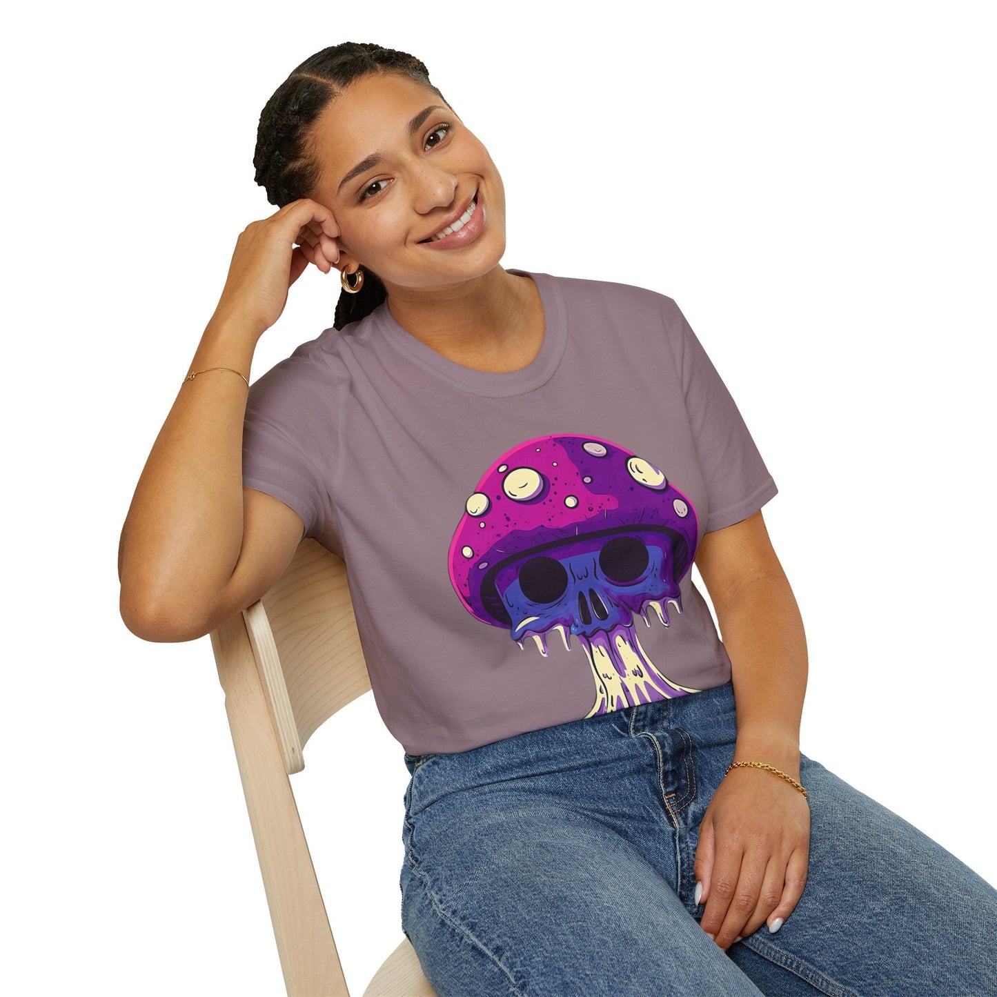 Funny Mashroom Graphic Unisex Softstyle Cotton With Cartoon Illustration Design 24