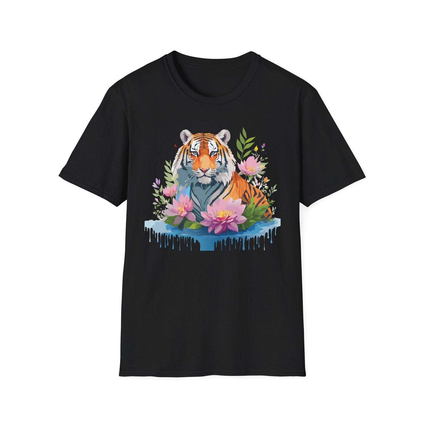 Tiger Print Unisex T Shirt Gildan Softstyle 64000 Animal Tee