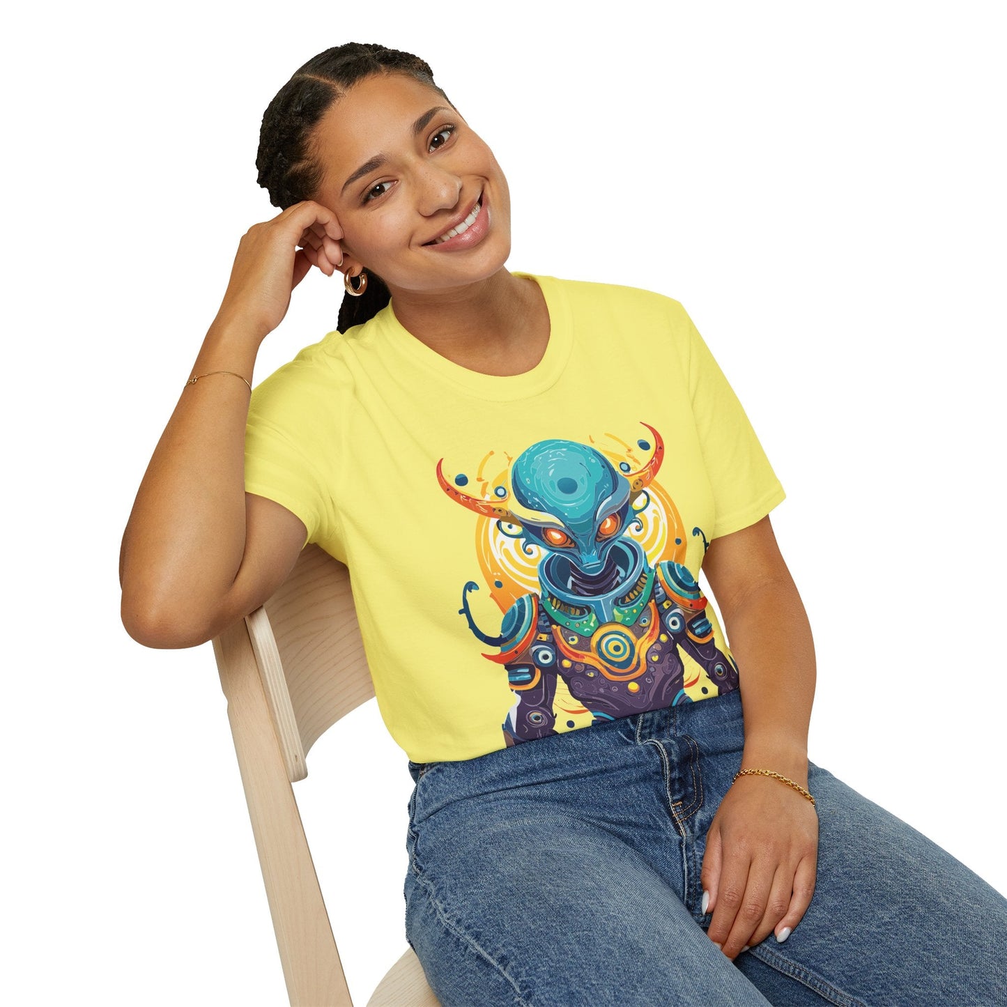 Alien T Shirt Cosmos Shirt Unisex Short Sleeve Tee With Alien Art Design Ring Spun Cotton