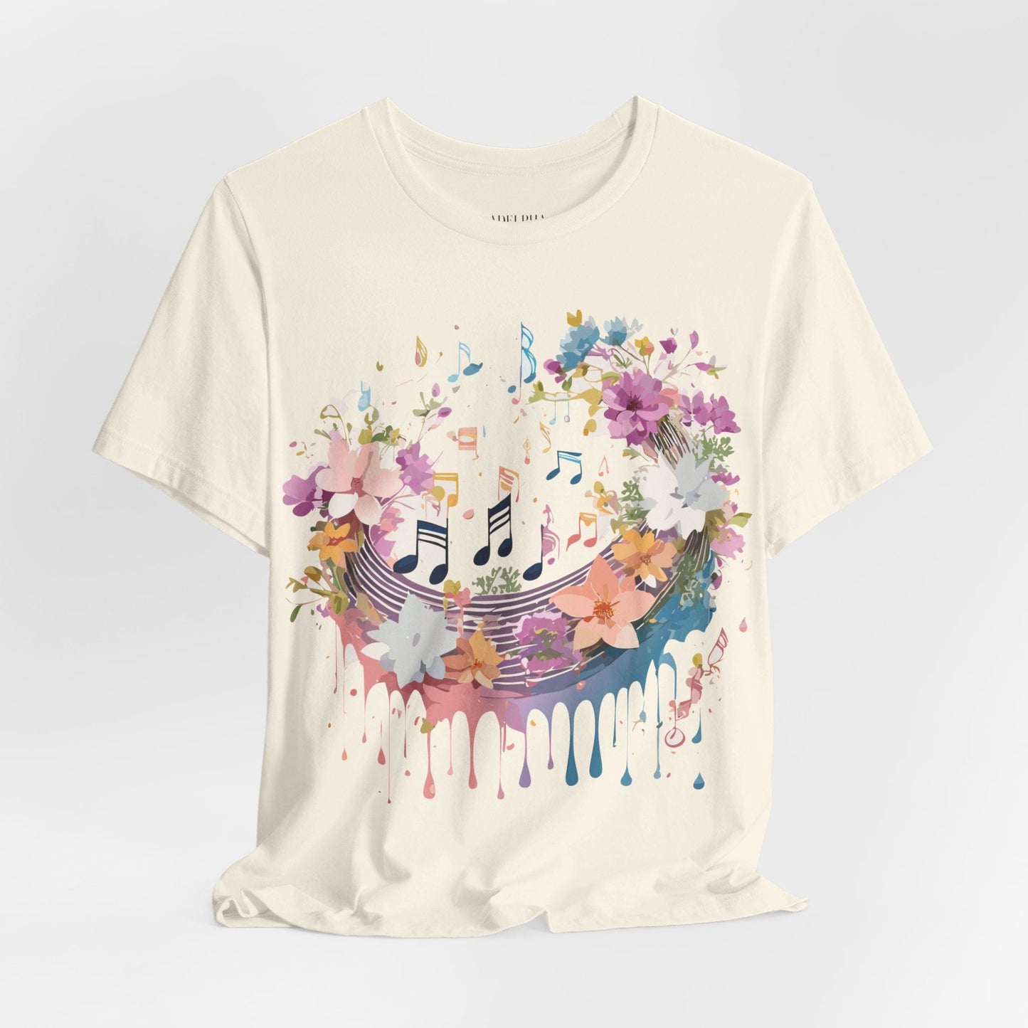 Music Graphic Unisex 100 Cotton Vintage Art with Musical Elements Tee 114