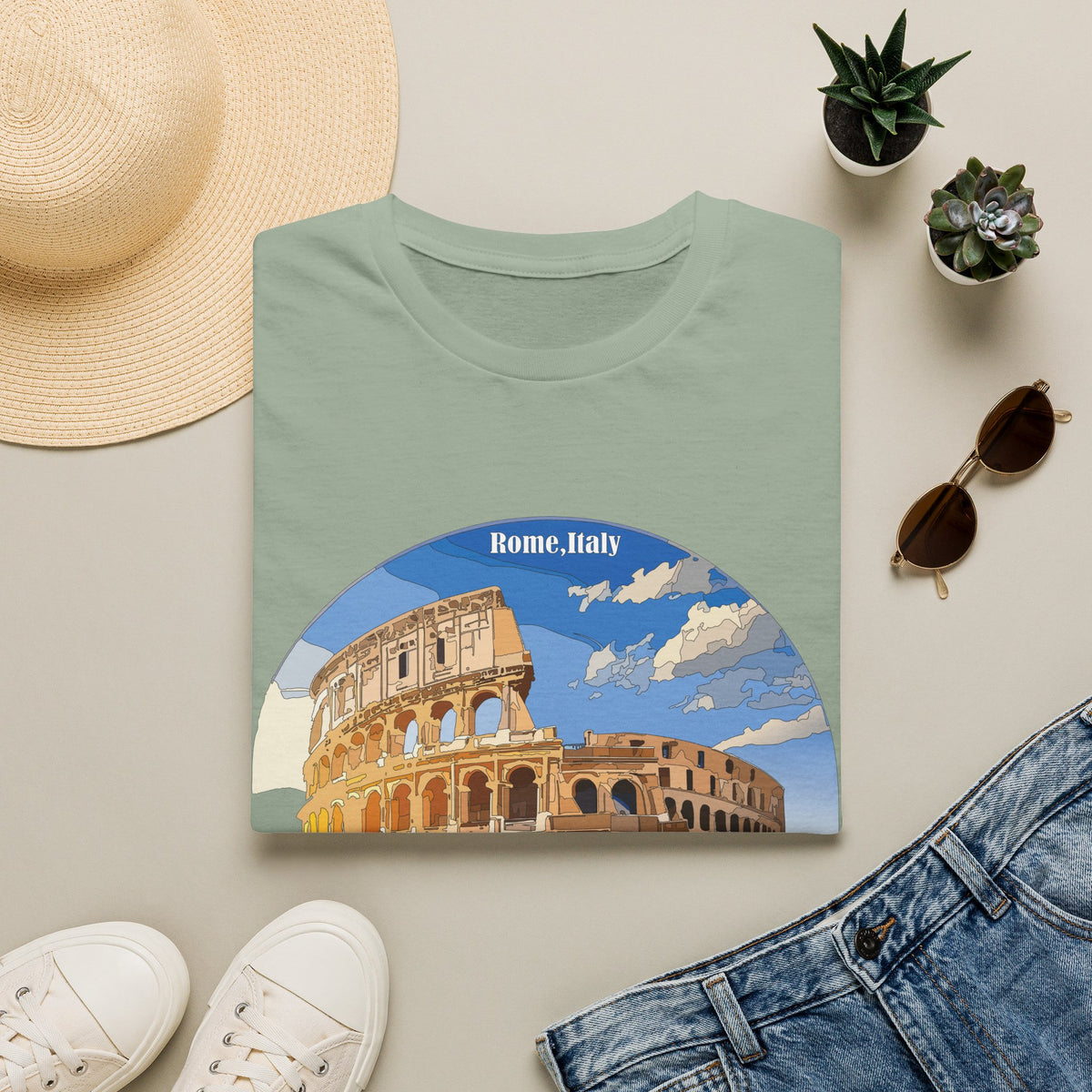 Colosseum Rome Illustration T-Shirt | Rome Italy Travel Souvenir