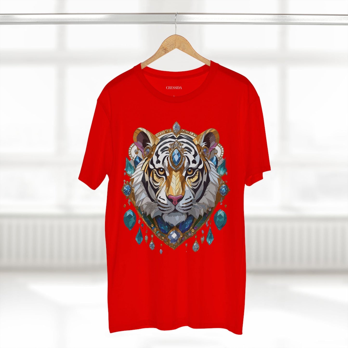 Tiger Graphic Unisex 100 Cotton Tee With Unique Animal Golden Medallion Art Design 53