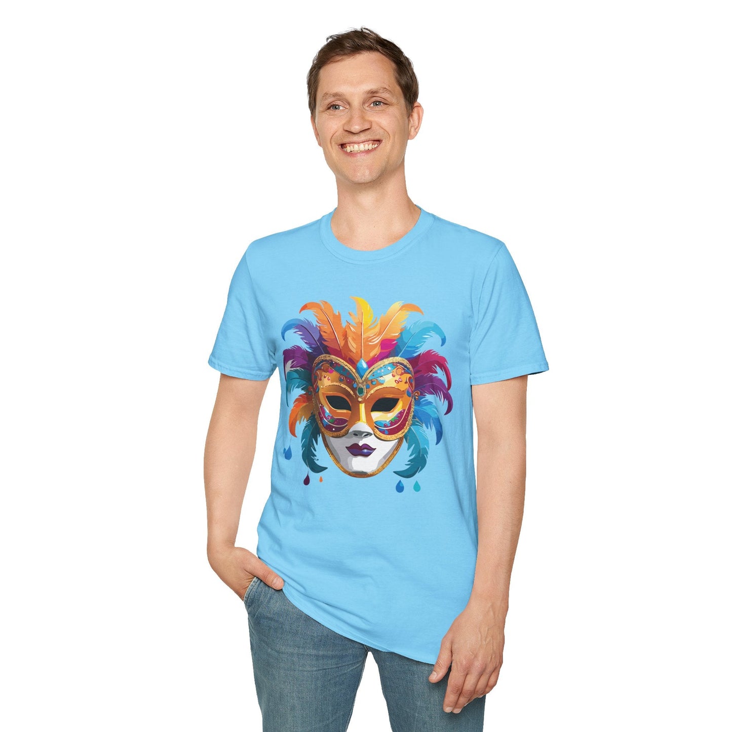 Mask Tee Shirt Unisex Masquerade Design Art Graphic Gildan Softstyle 64000 Cotton Tee