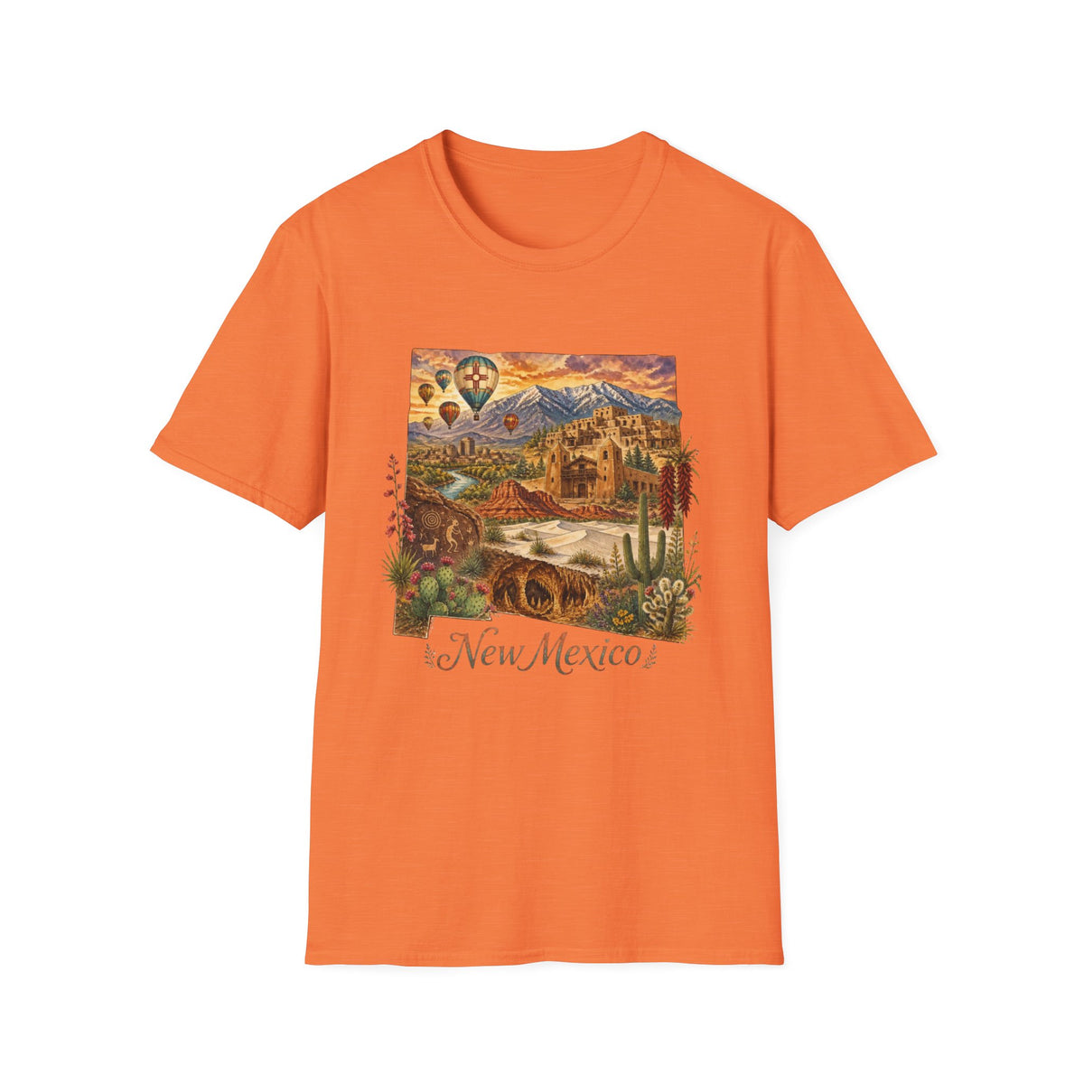 New Mexico State Travel Tourist Graphic Design Unisex 100 Cotton Gildan T-Shirt