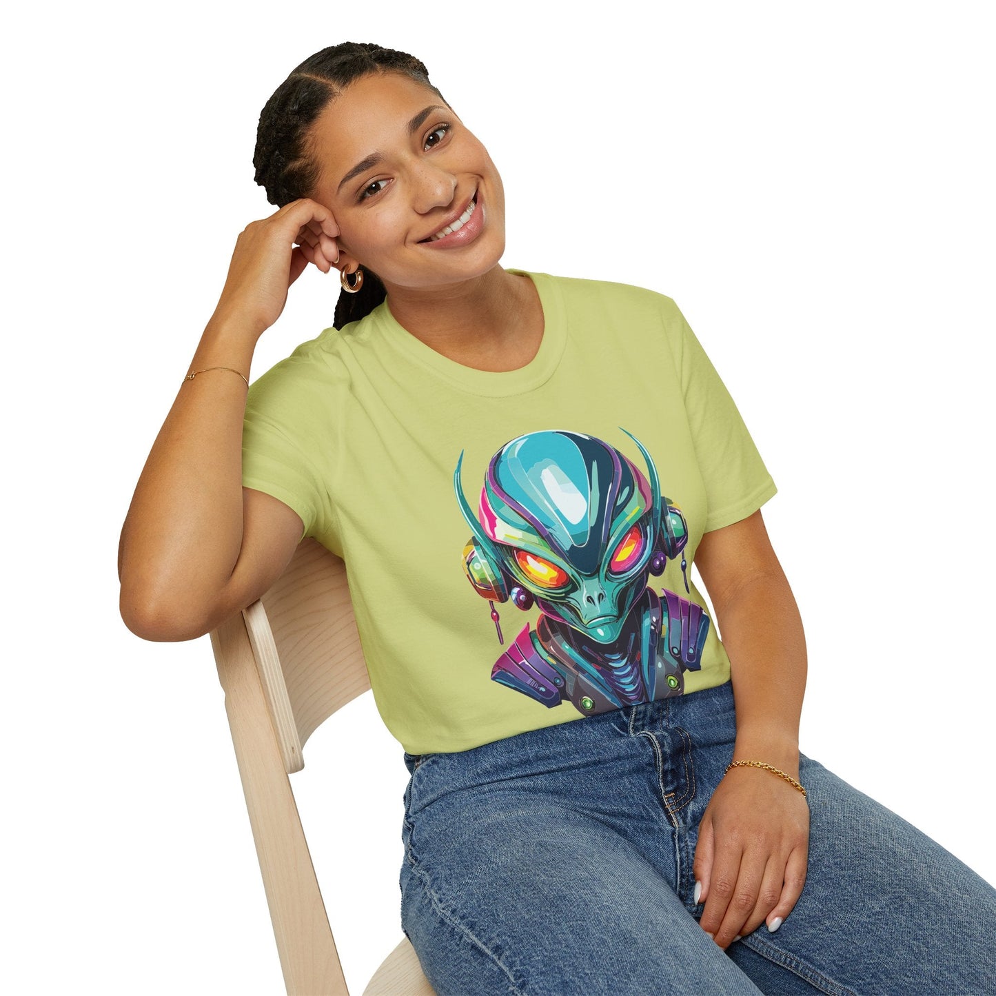 Alien Graphic Unisex Cotton Softstyle UFO Artwork Tee 1