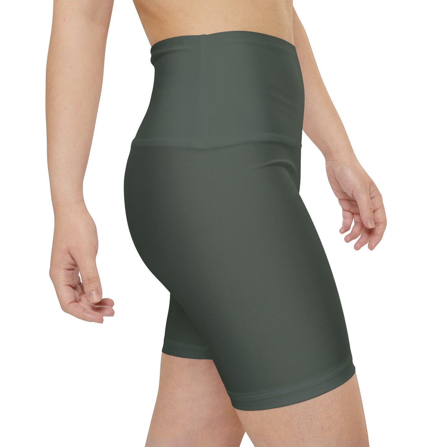 Ebony Dark Olive Women's Workout Shorts — High-Waist Olive Bike Shorts for Yoga & Training