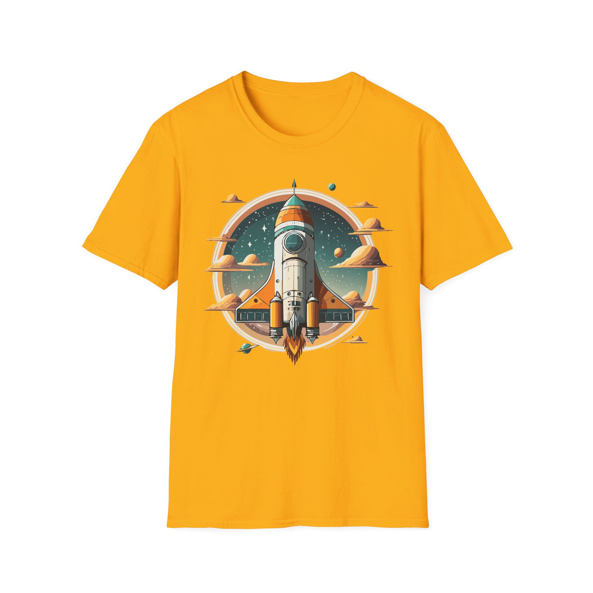 Retro Rocket Launch T-Shirt | Space Shuttle Graphic Design Unisex 100 Cotton Gildan T-Shirt