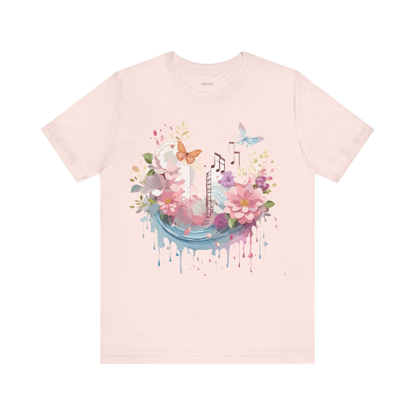 Music Graphic Unisex 100 Cotton Vintage Art with Musical Elements Tee 122