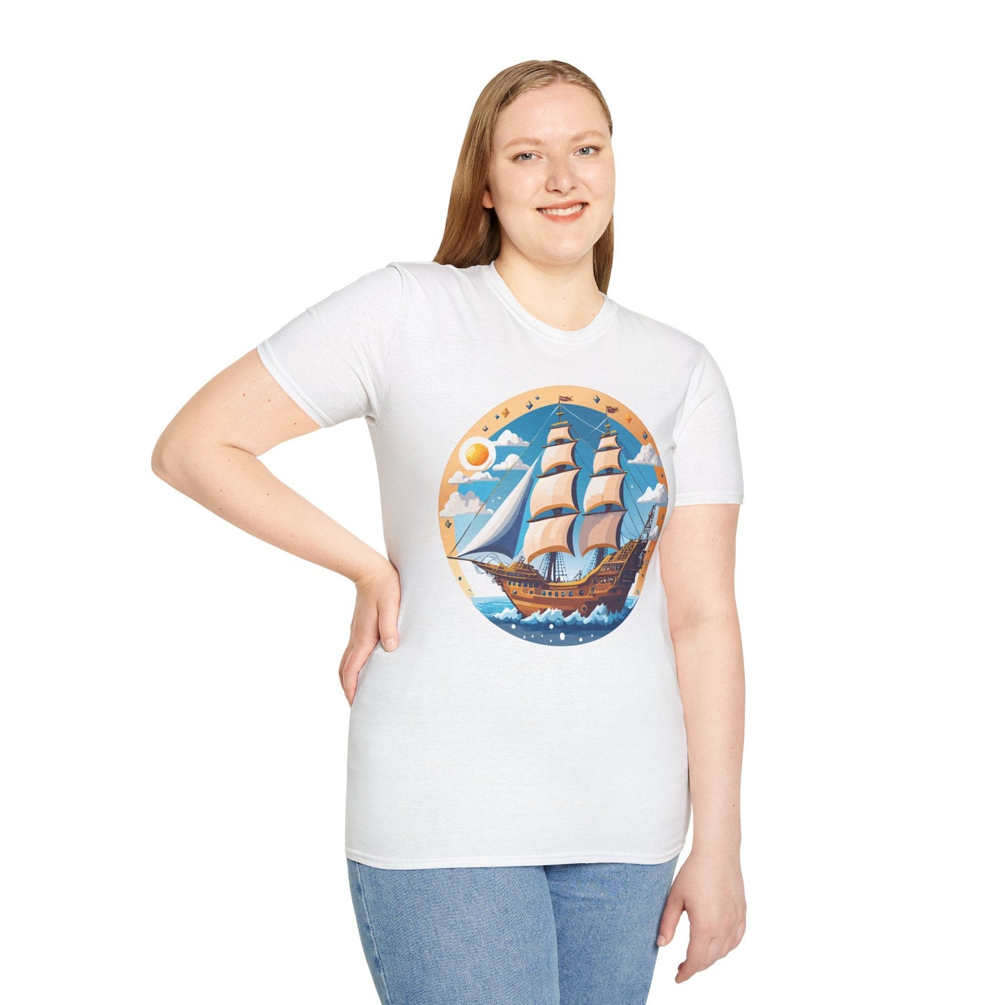 Unisex Nautical Frigate Ship T Shirt Vessel Tee Gildan Softstyle 64000 100 Percent Ring Spun Cotton