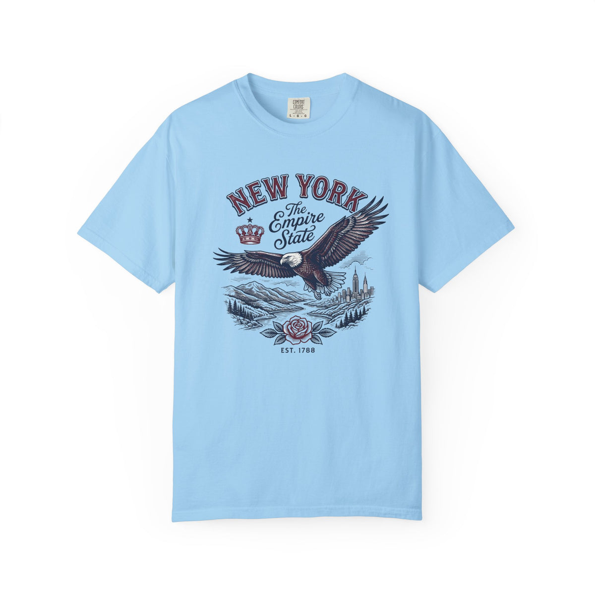 New York Empire State Eagle Vintage Travel Tourist Graphic Gift Tee Unisex 100 Cotton Comfort Colors T-Shirt