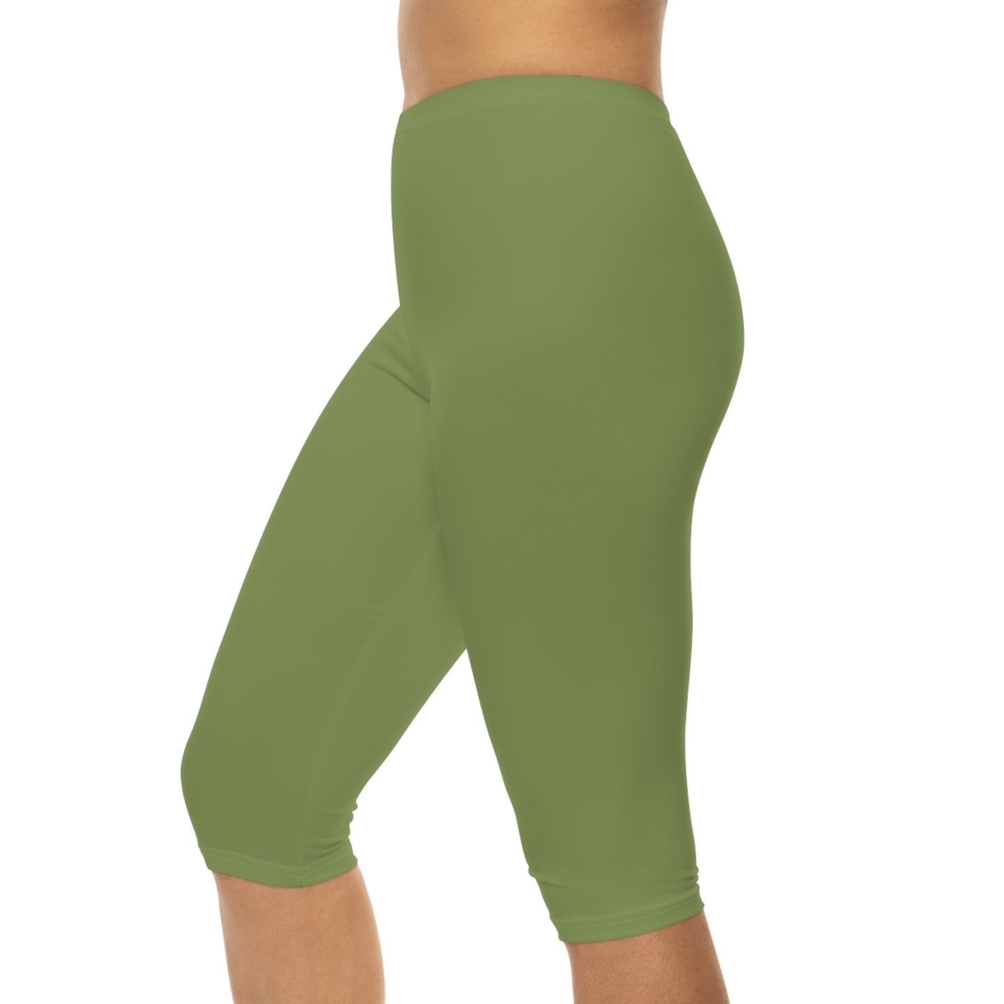 Palm Leaf Color Women's Brushed Suede Poly Span Casual Capri Leggings XS-2XL