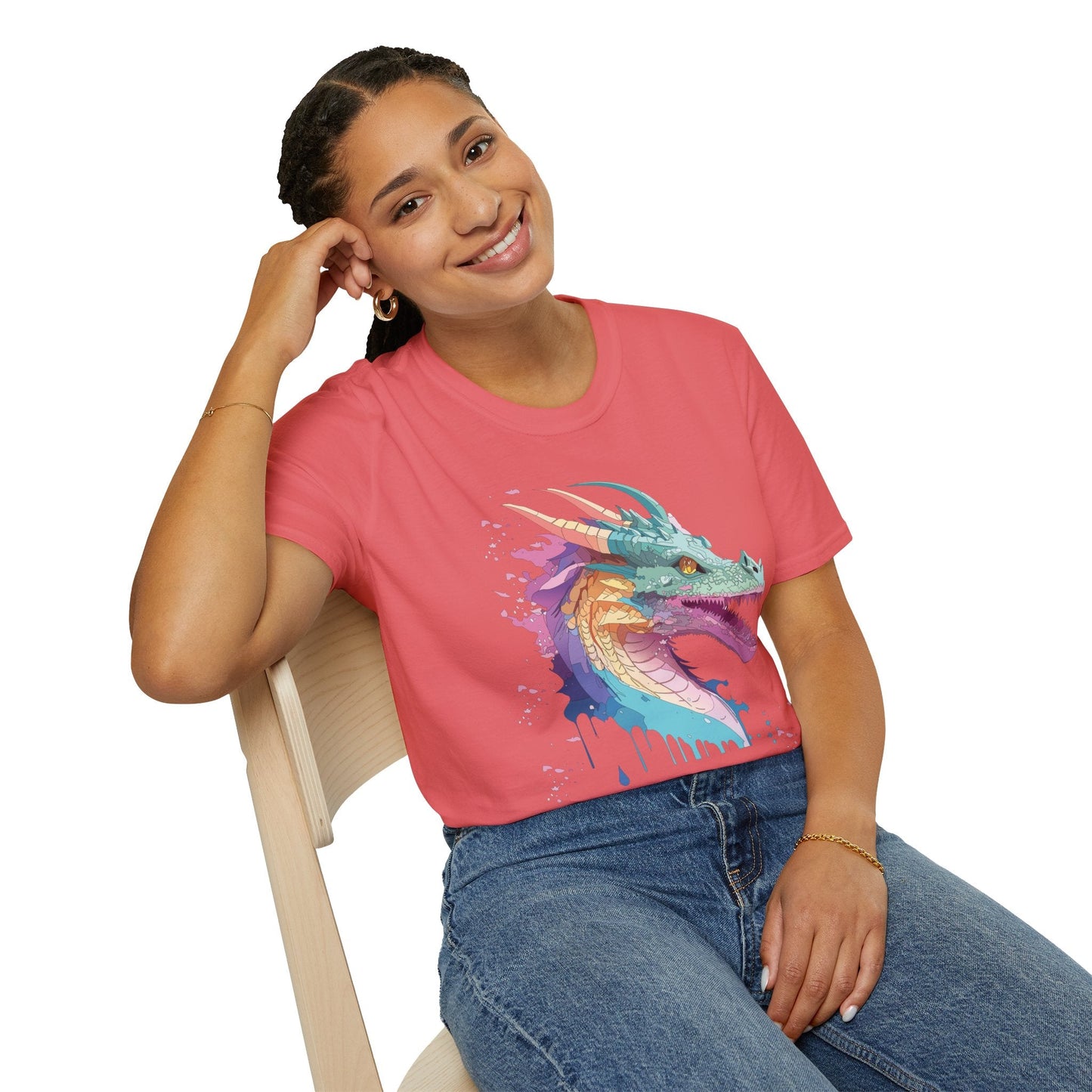 Dragon Graphic T Shirt Unisex Animal Shirt Cotton Softstyle Tee For Everyday Comfort