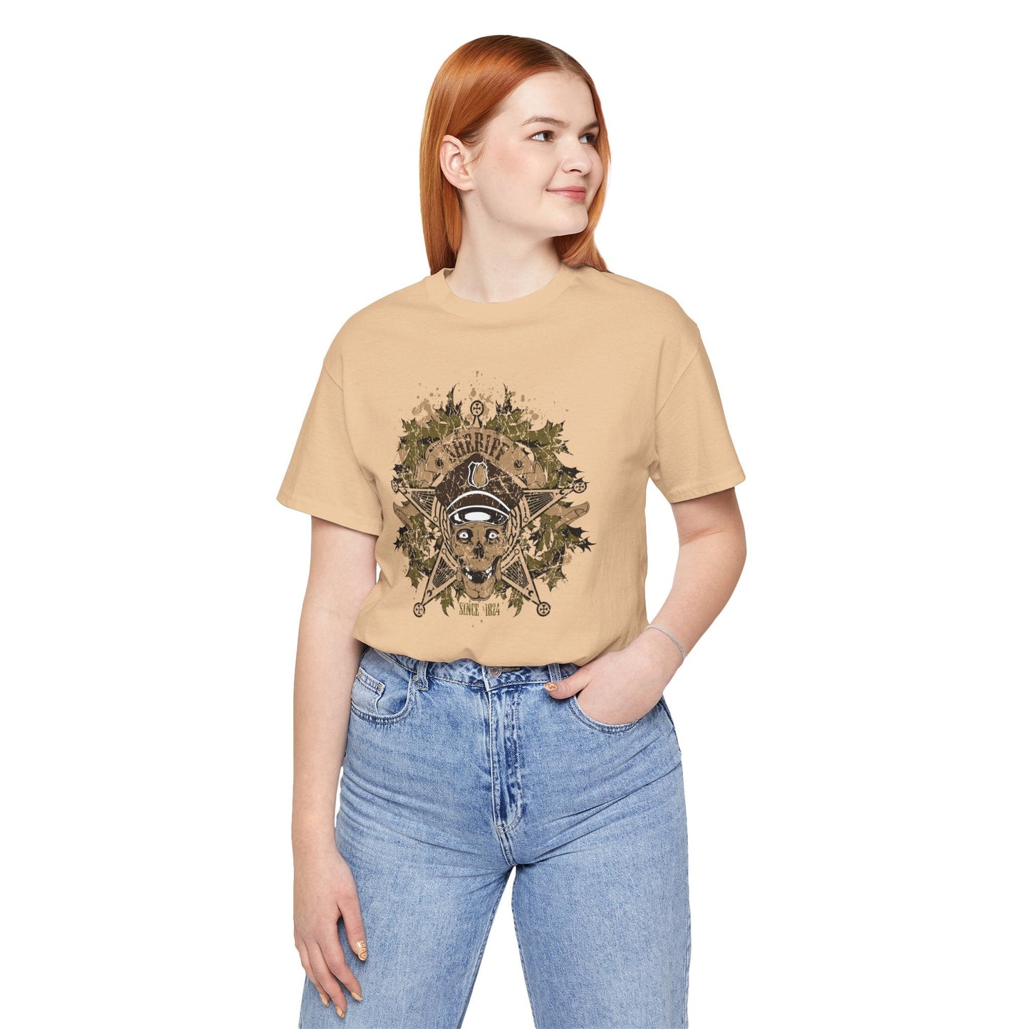 Skull Floral Emblem Graphic Unisex Cotton Tee Art-45