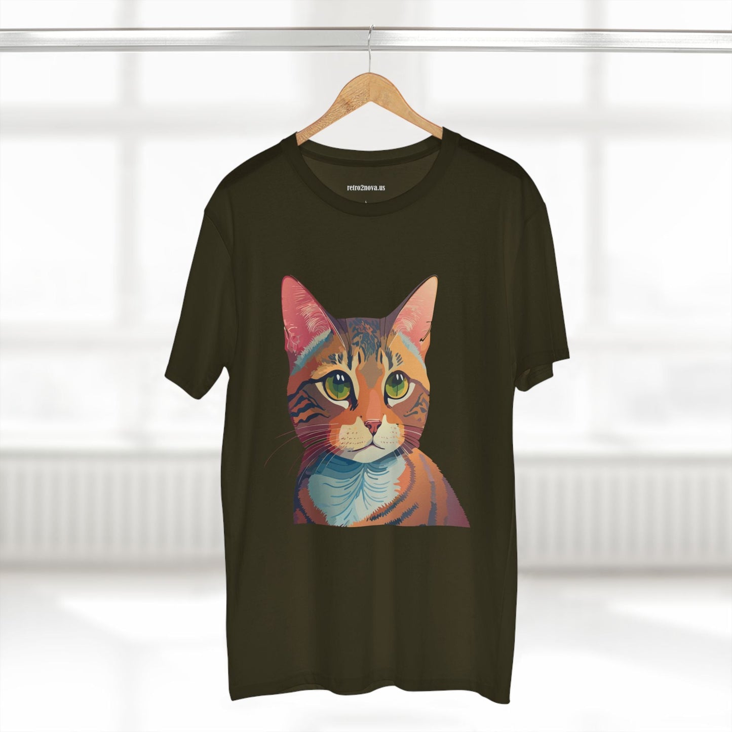 Retro2Nova Cat Art Tee Unisex Premium Cotton Shirt With Original Artwork Design Soft Breathable Comfort Everyday Wear