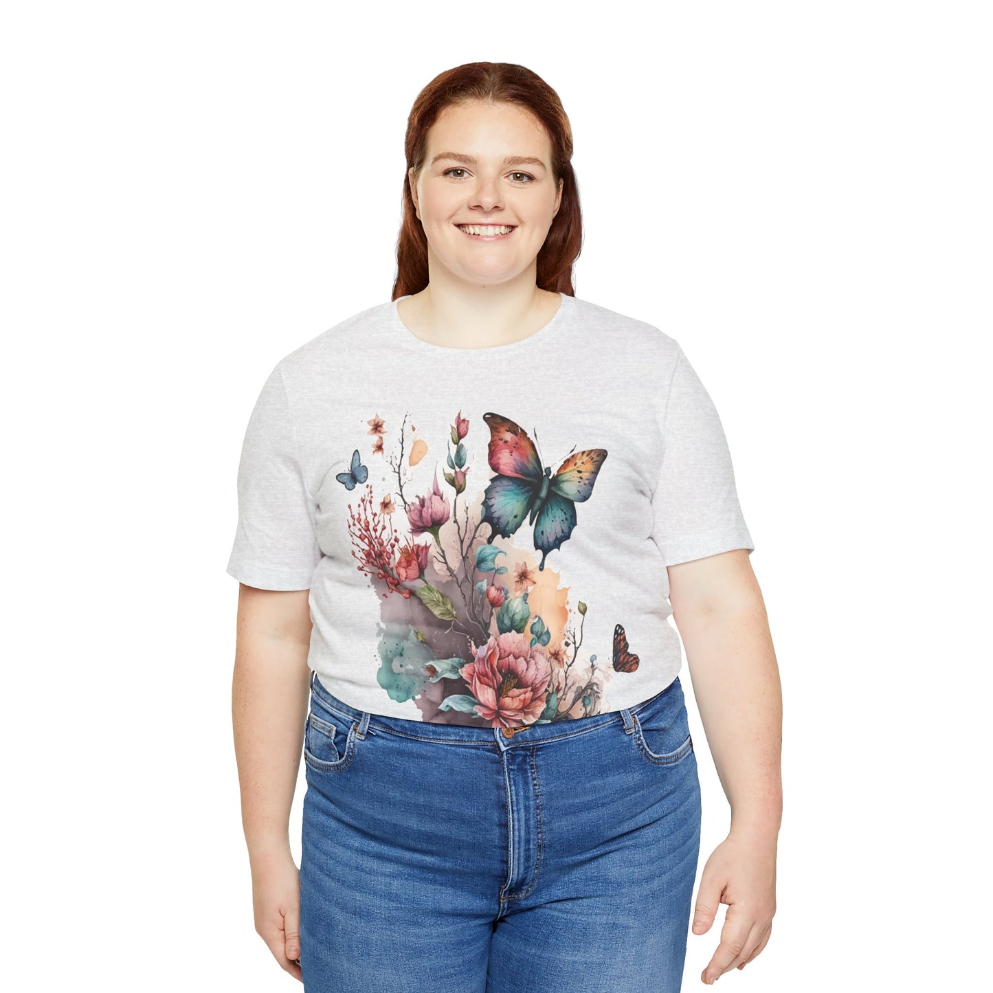 Cotton Tee Shirt with Butterfly Prints