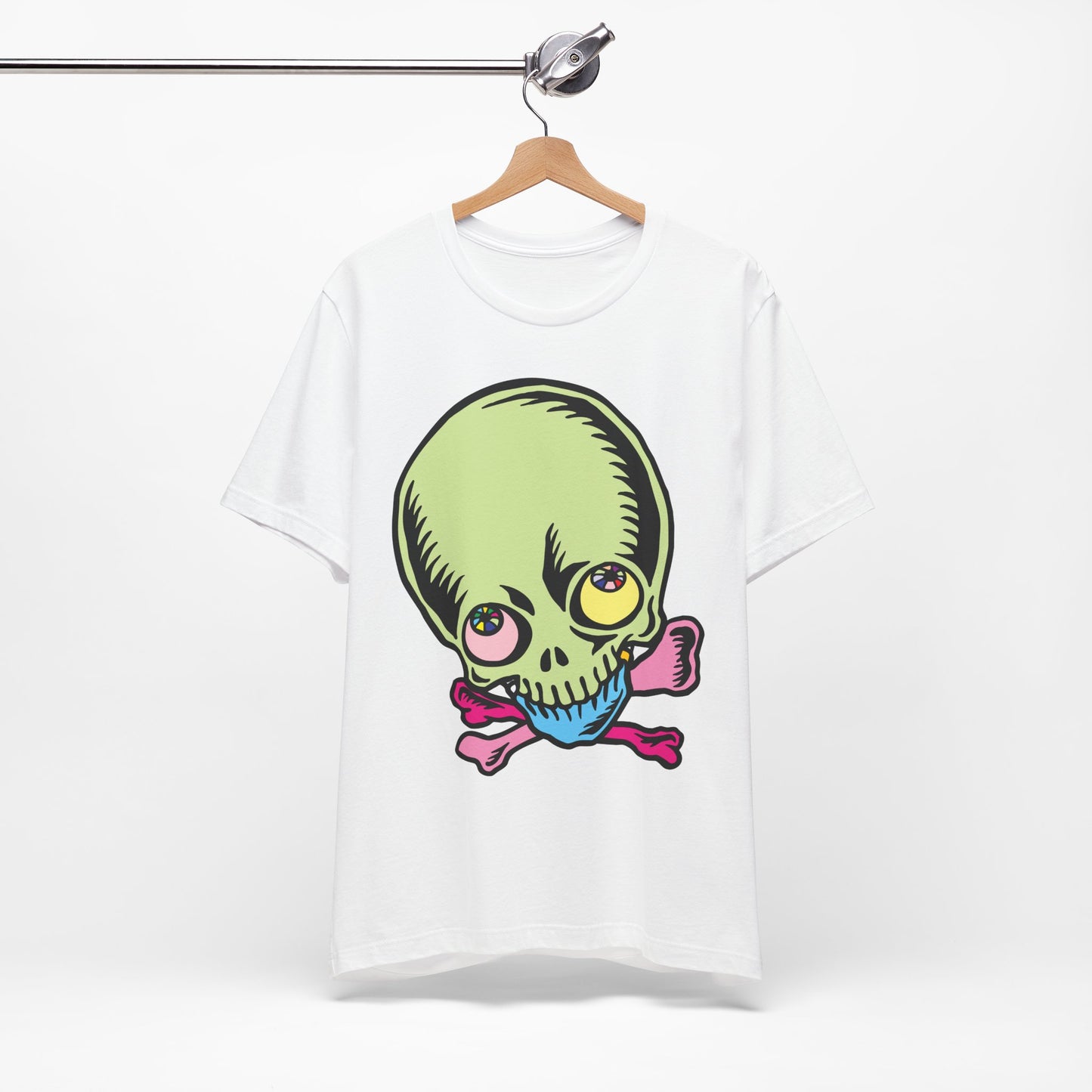 Lt Green Skull Graphic Design Tee, Skull Shirt, Vintage Tees, Art Design T-Shirt, Vintage Graphic Tee, Art Shirts with Skulls