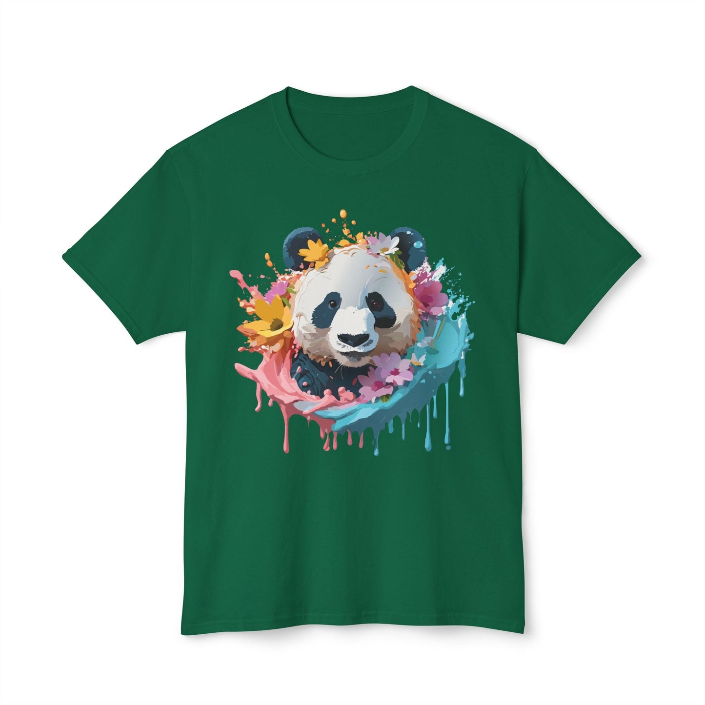 Unisex Panda T Shirt With Art Print Vintage Panda Floral Tees Panda Art Design Shirt USA Made