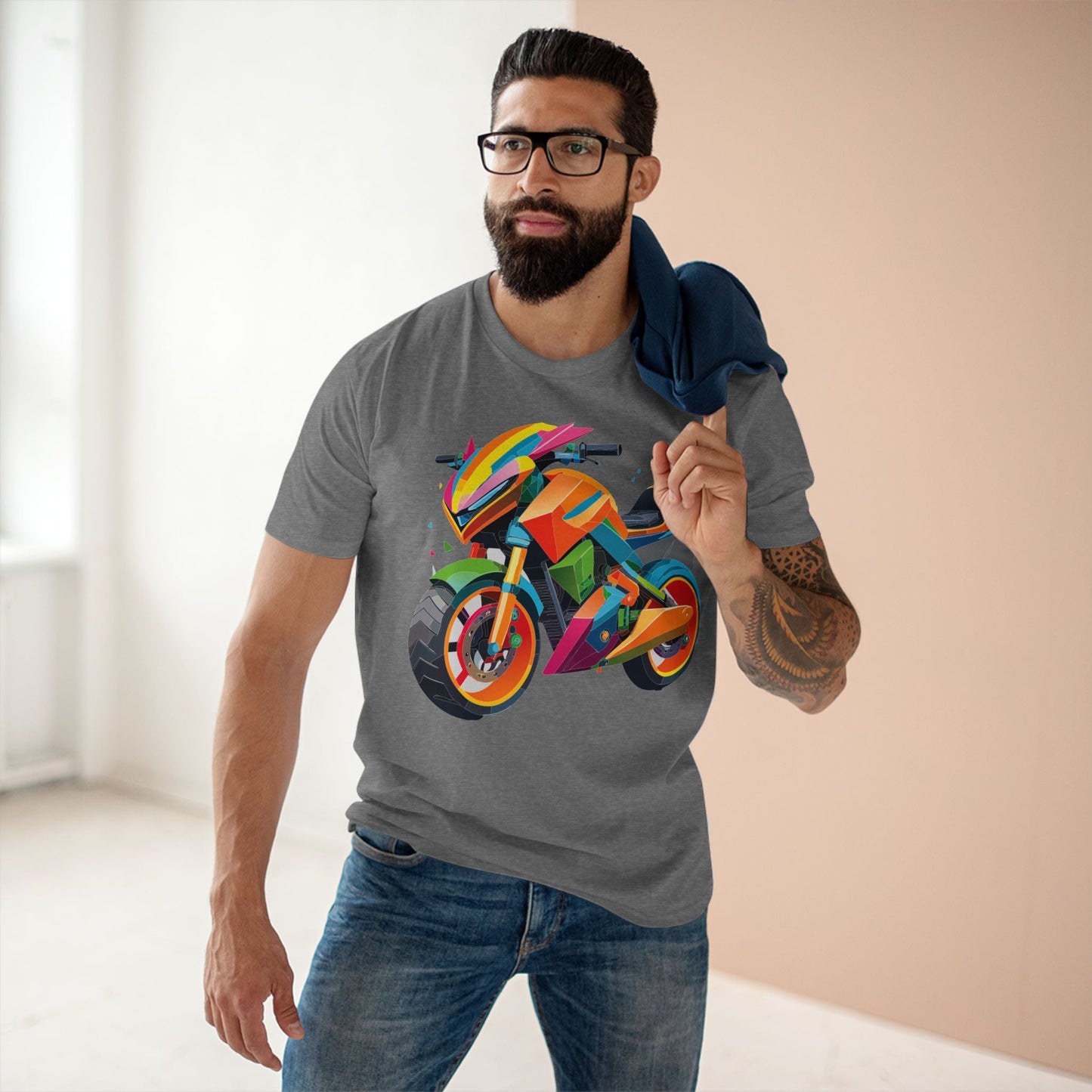 Moto Bike Graphic Unisex 100 Cotton Staple Tee 7