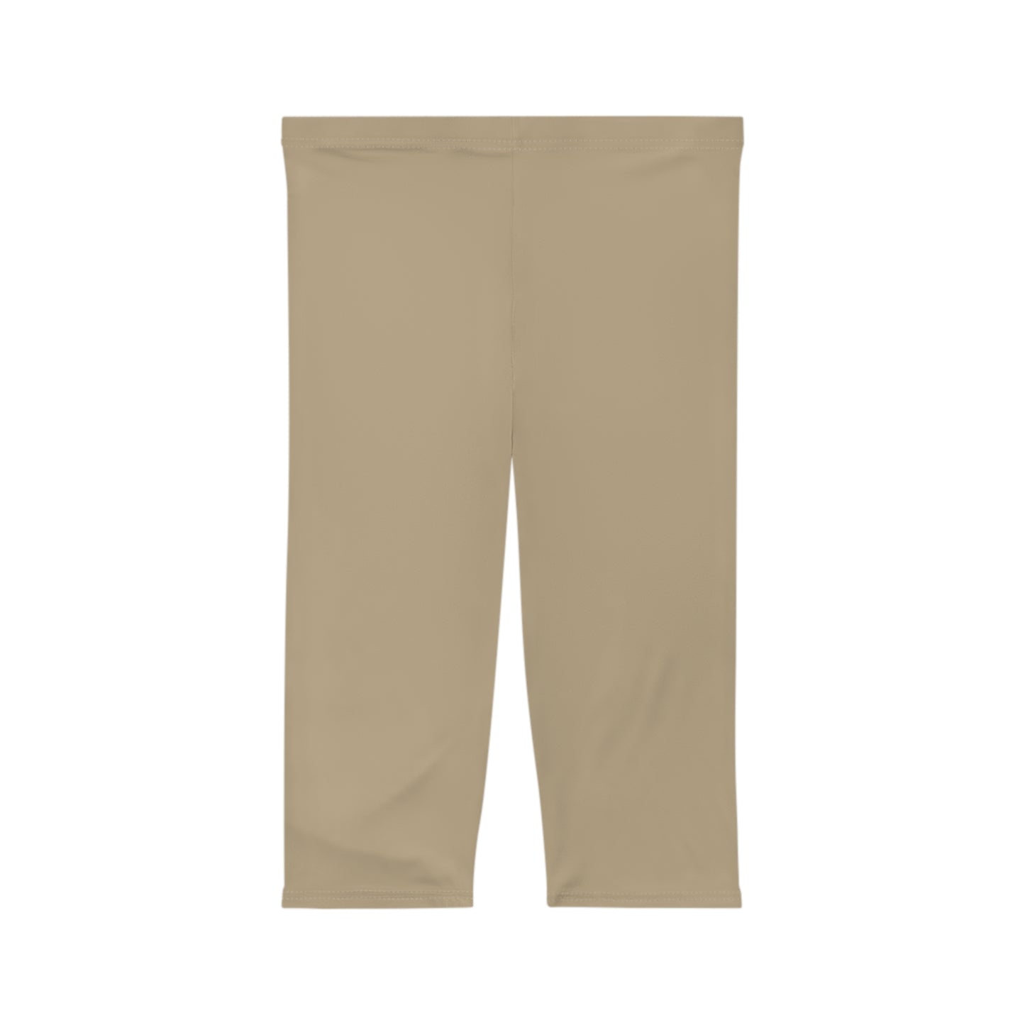 Khaki Beige Color Women's Brushed Suede Poly Span Casual Capri Leggings XS-2XL
