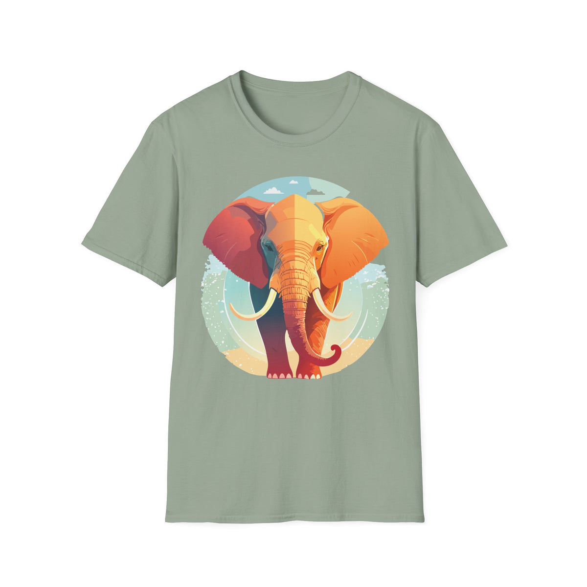 Colorful Elephant Illustration T-Shirt | Vibrant Safari Animal Tee