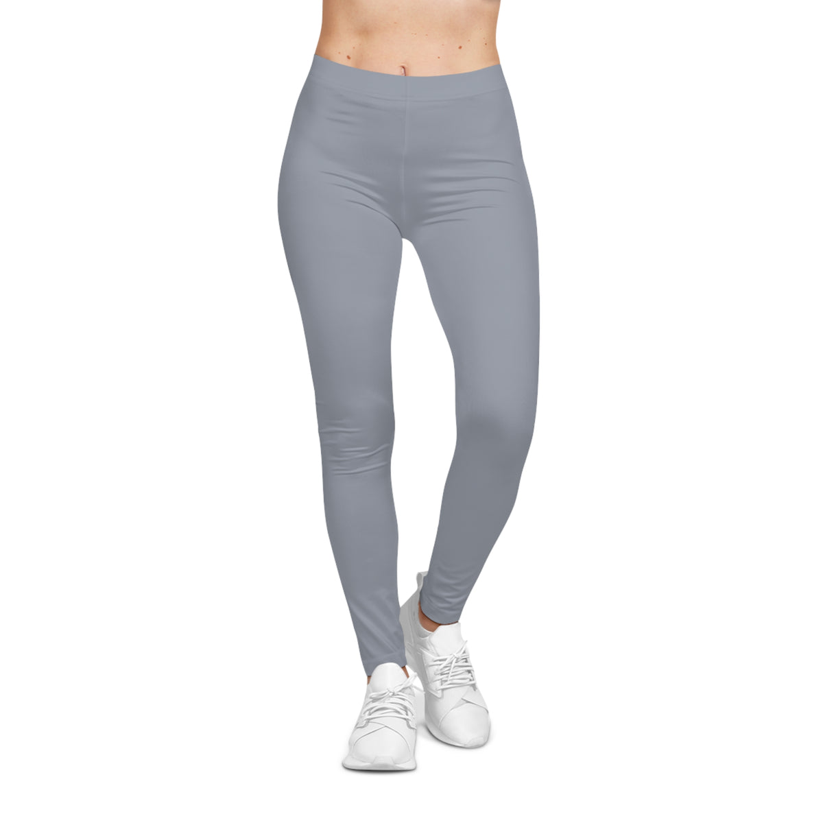Foggy Blue Color Women's Poly-Span Casual Leggings XS-2XL