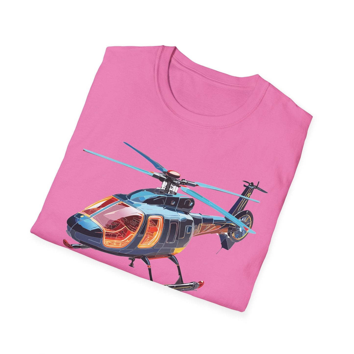 Unisex Helicopter Chopper Shirt Graphic Tee Softstyle 64000 100 Percent Ring Spun Cotton