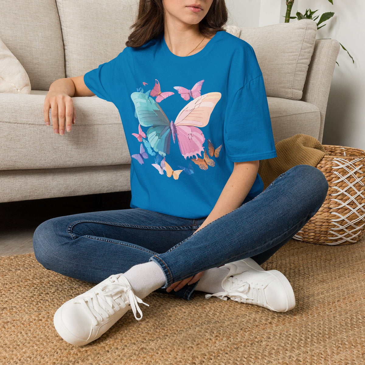 Colorful Butterfly Graphic Design Unisex 100 Cotton Gildan T-Shirt
