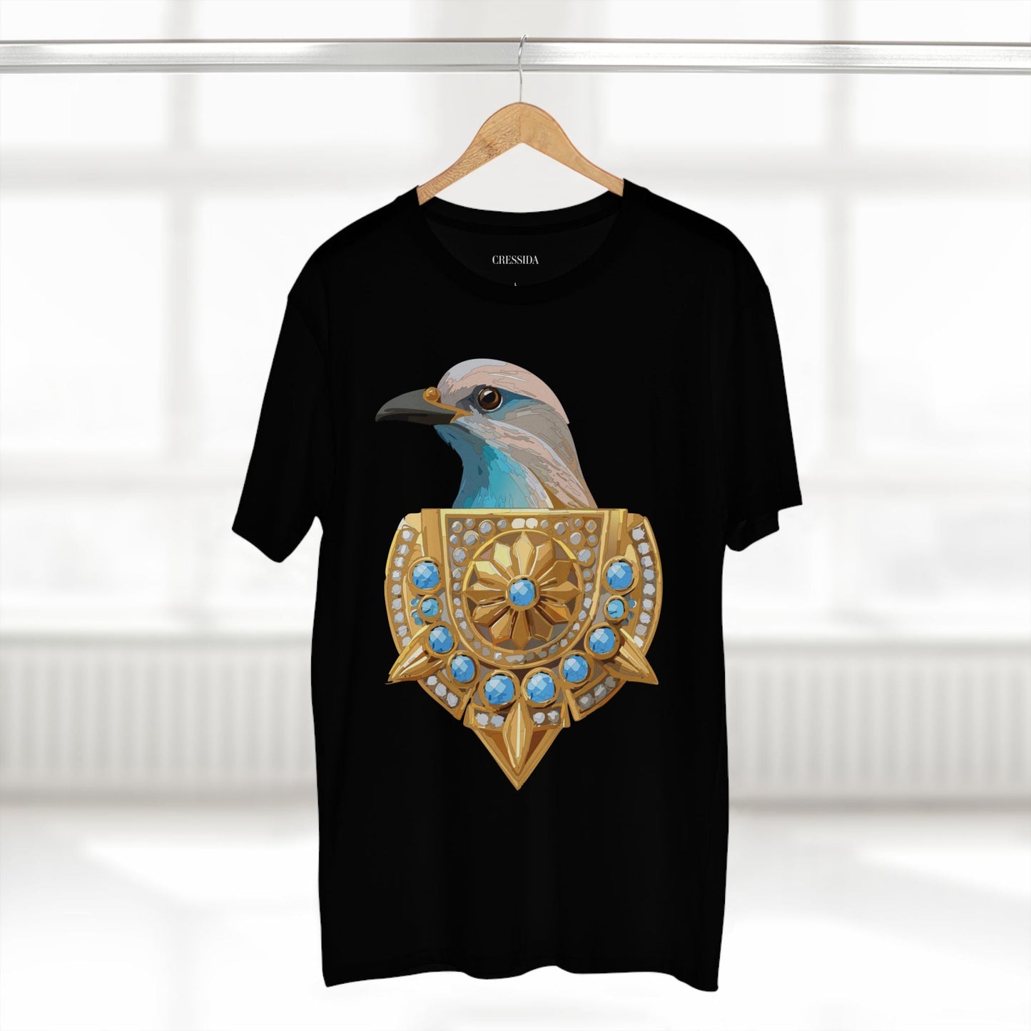 Bird Graphic Unisex 100 Cotton Tee With Unique Animal Golden Medallion Art Design 16