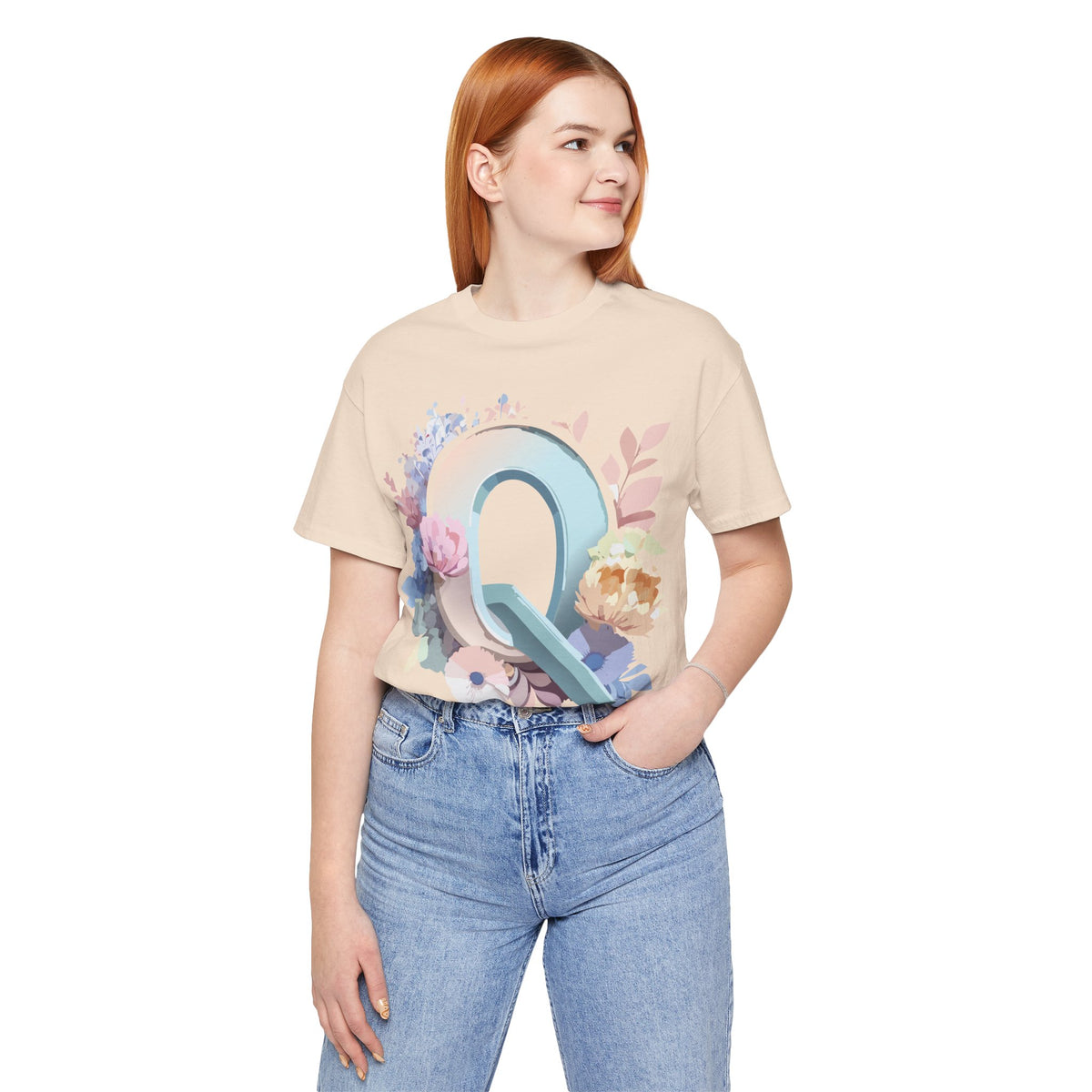 Letter Q Graphic Unisex Cotton Bella+Canvas Tee with Art Letter Design