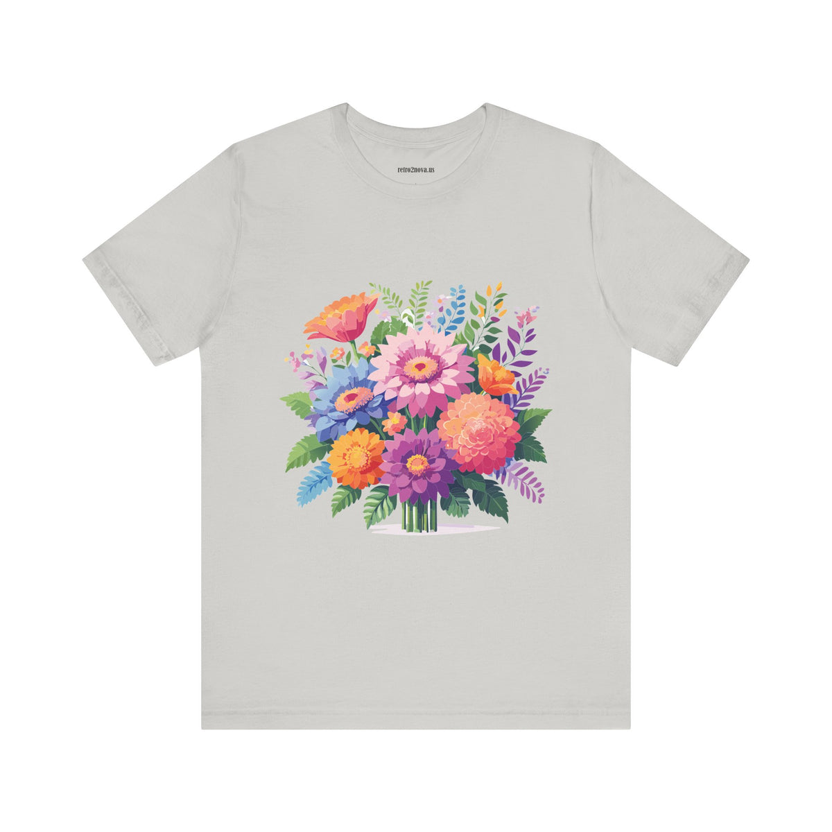 Floral Graphic Unisex Cotton Bella+Canvas Tee with Flowers Design ab15