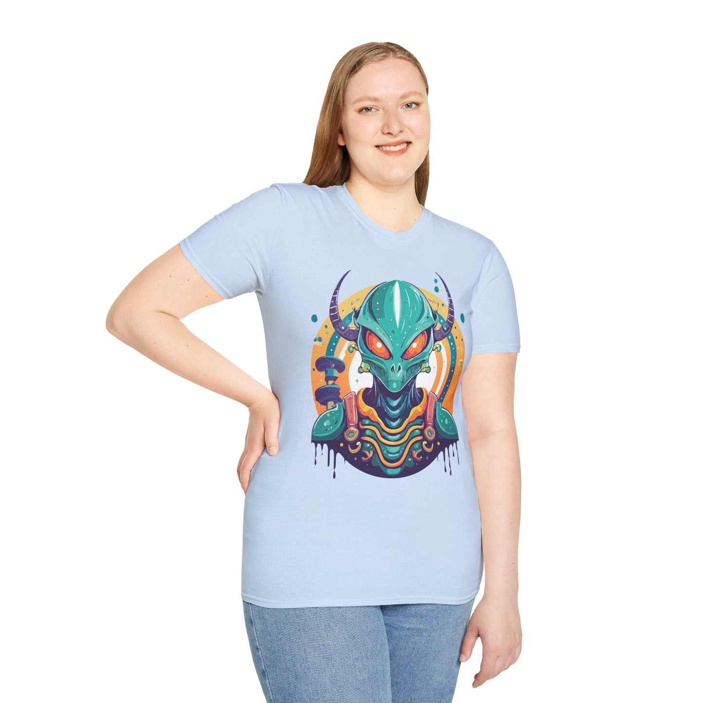 Alien Graphic Unisex Cotton Softstyle UFO Artwork Tee 14