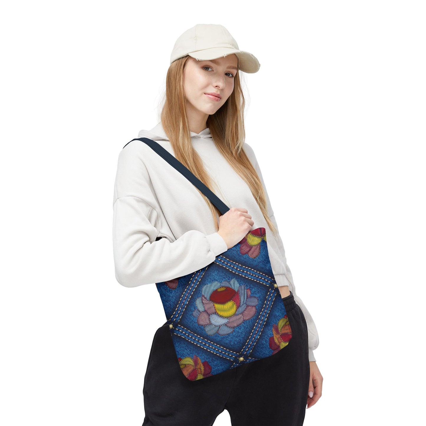 Denim Fabric Imitation Print Unisex Canvas Bag Poly Spun 3 Sizes Tote Bag 170