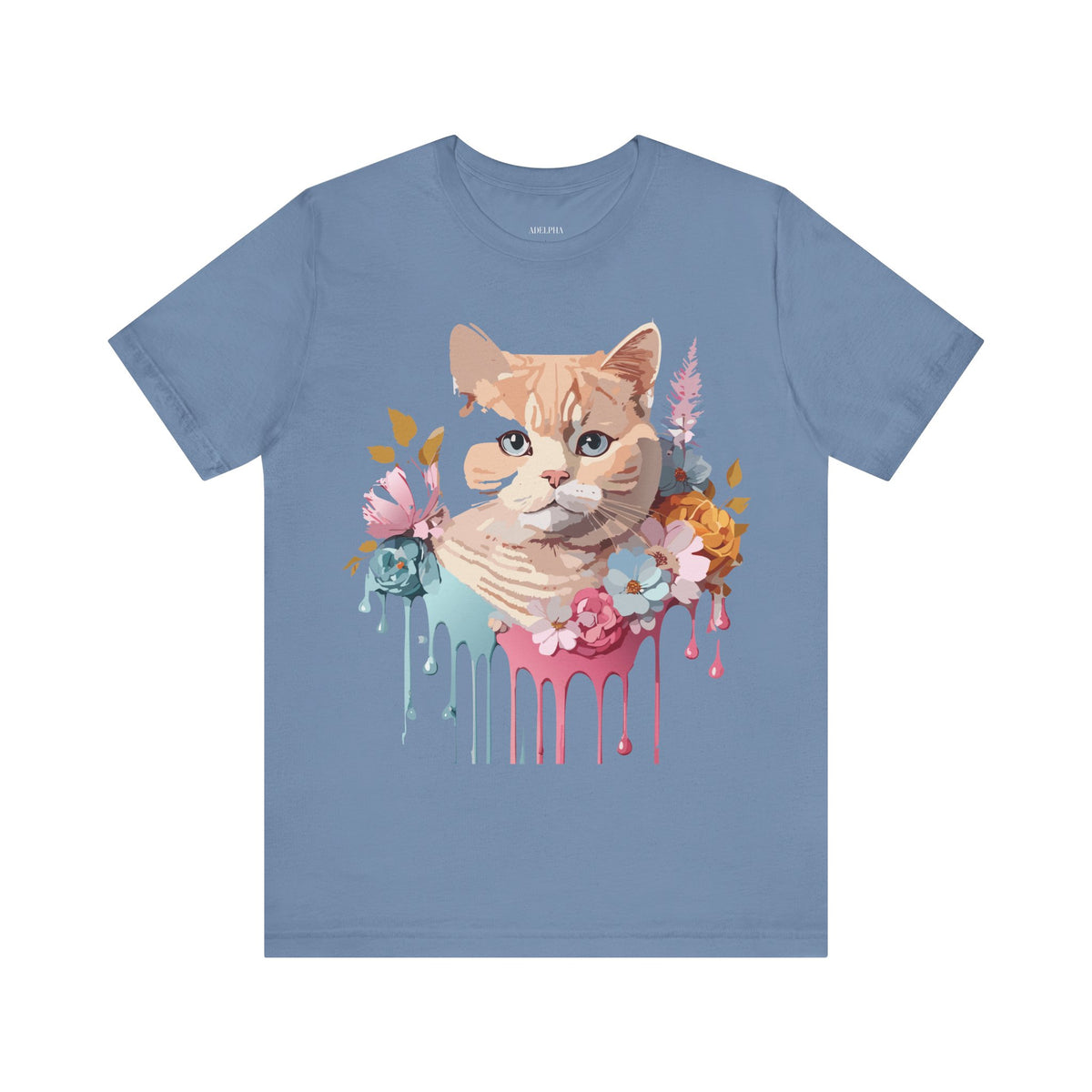 Cat Graphic Unisex Cotton Bella+Canvas Tee with Art Animal Design e101