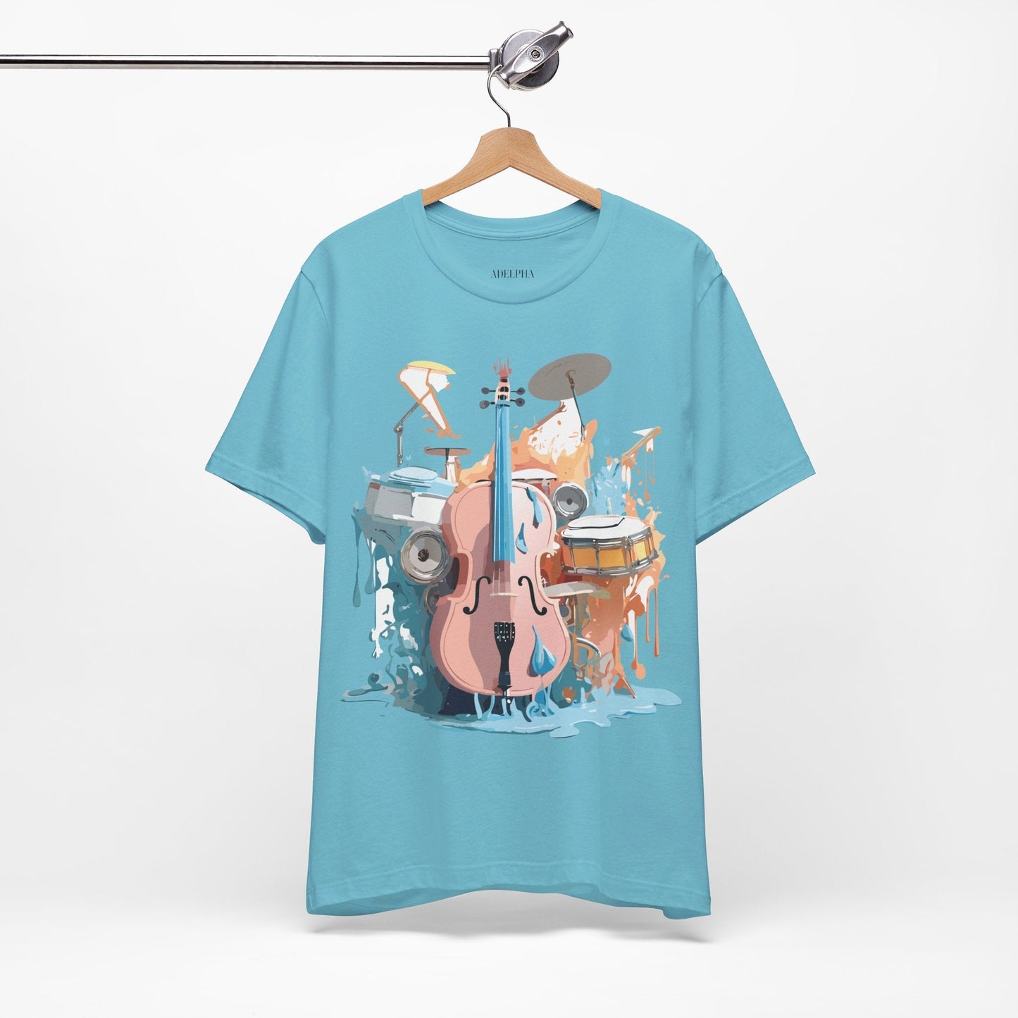 Music Graphic Unisex 100 Cotton Vintage Art with Musical Elements Tee 74