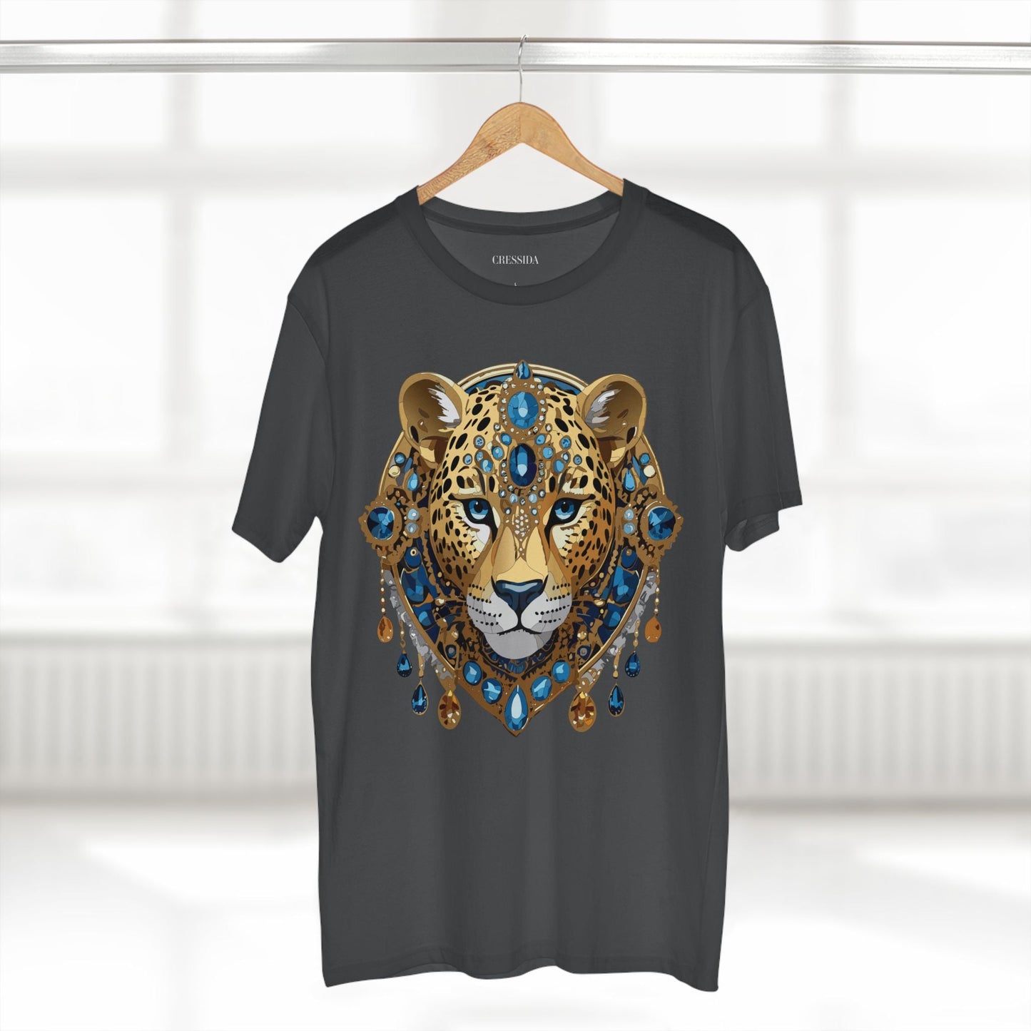 Cheetah Graphic Unisex 100 Cotton Tee With Unique Animal Golden Medallion Art Design 47