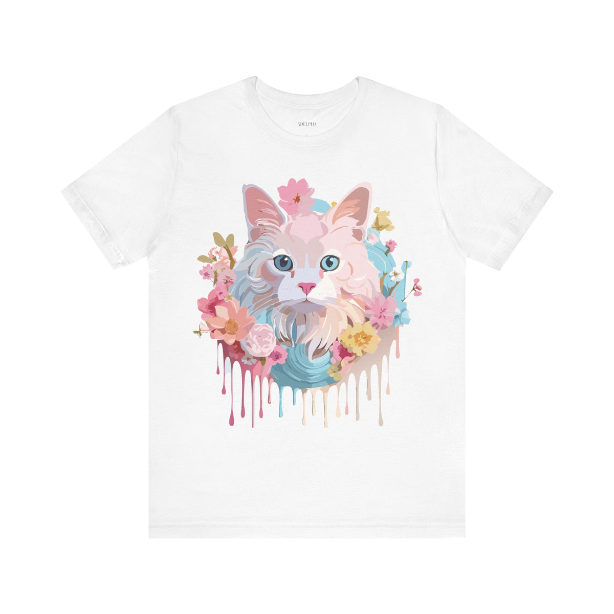 Cat Graphic Unisex Cotton Bella+Canvas Tee with Art Animal Design e206