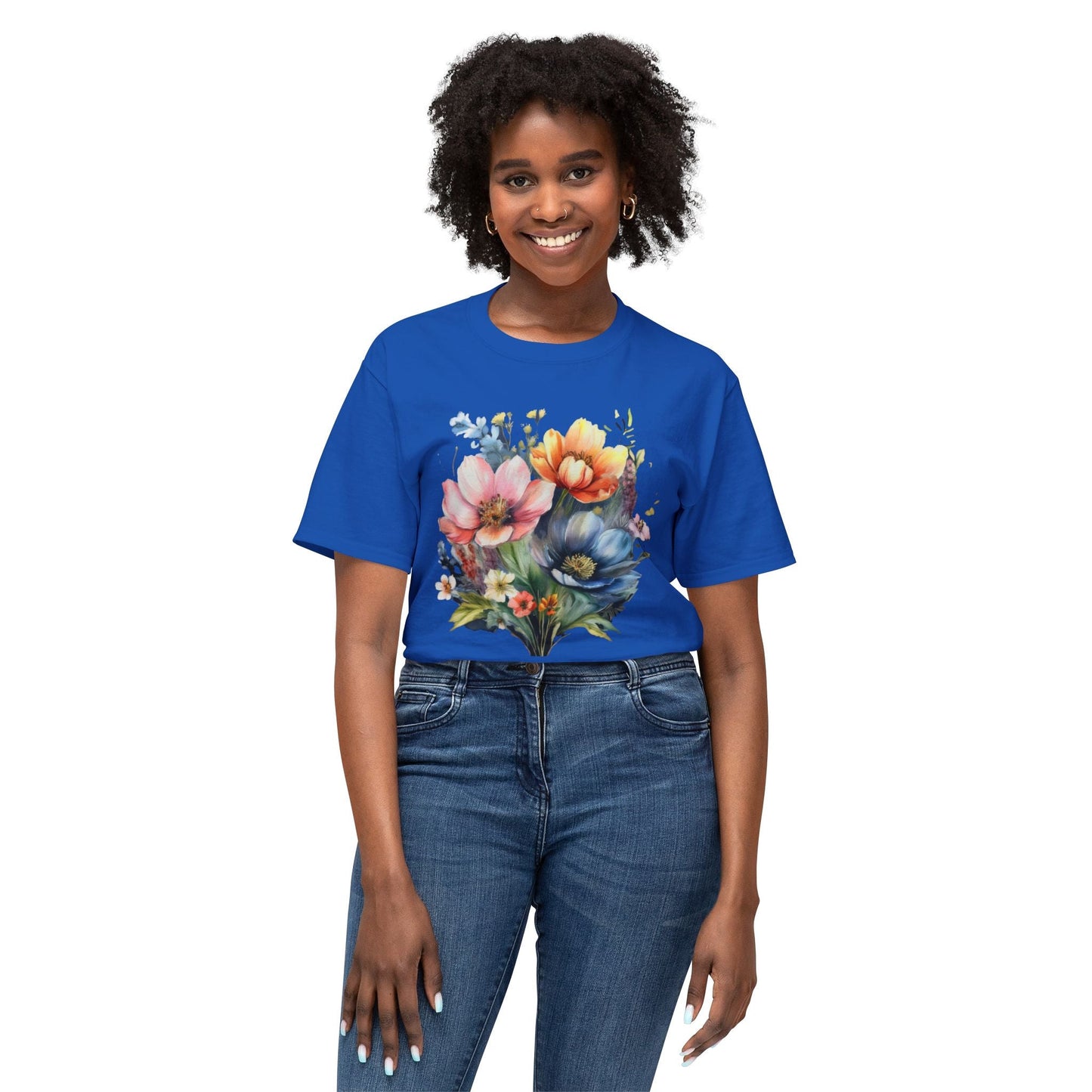 Floral T Shirt With Full Color Art Print Unisex HD Cotton Designed And Printed In USA