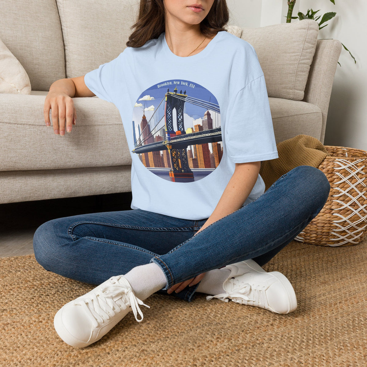 Brooklyn Bridge Illustration T-Shirt | New York City Skyline