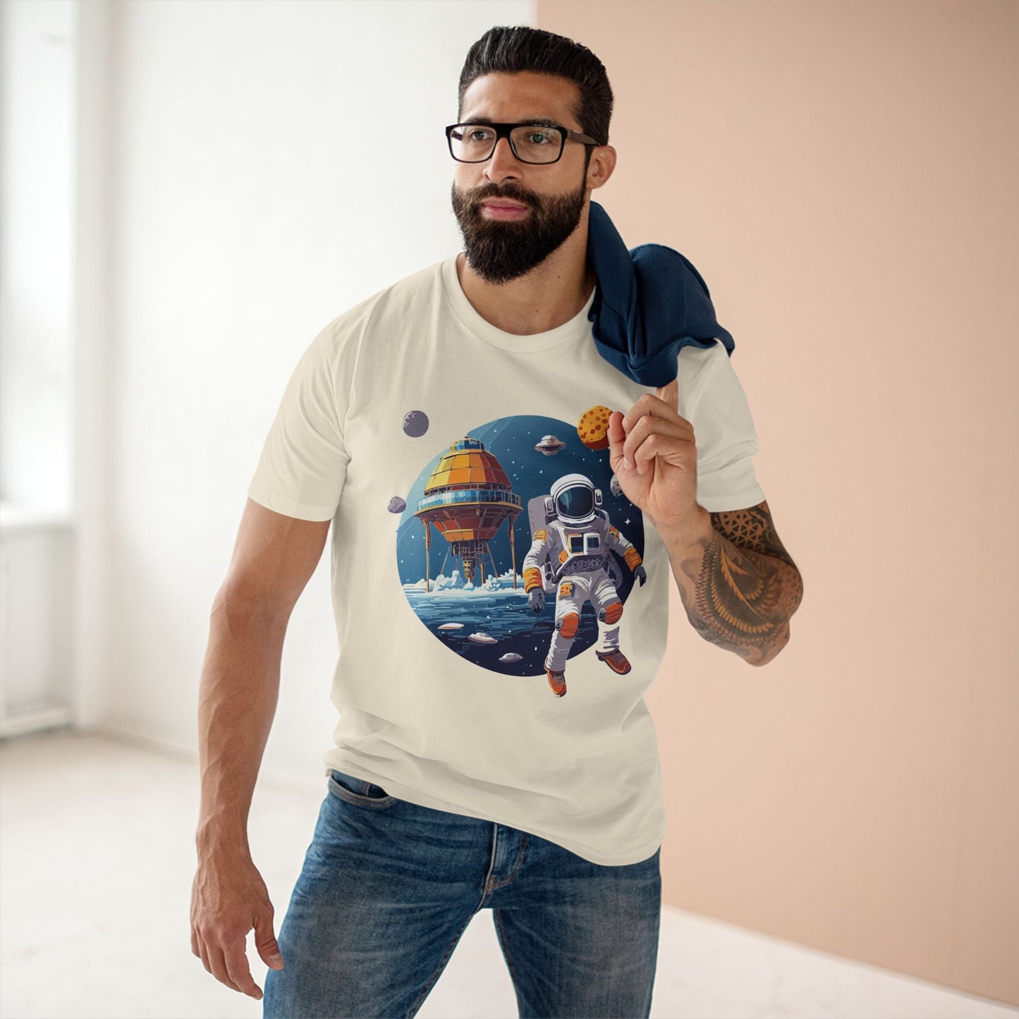 Cosmos Astronaut Shirt CS 38 Unisex Premium Cotton Tee With Original Art Design Retro2Nova