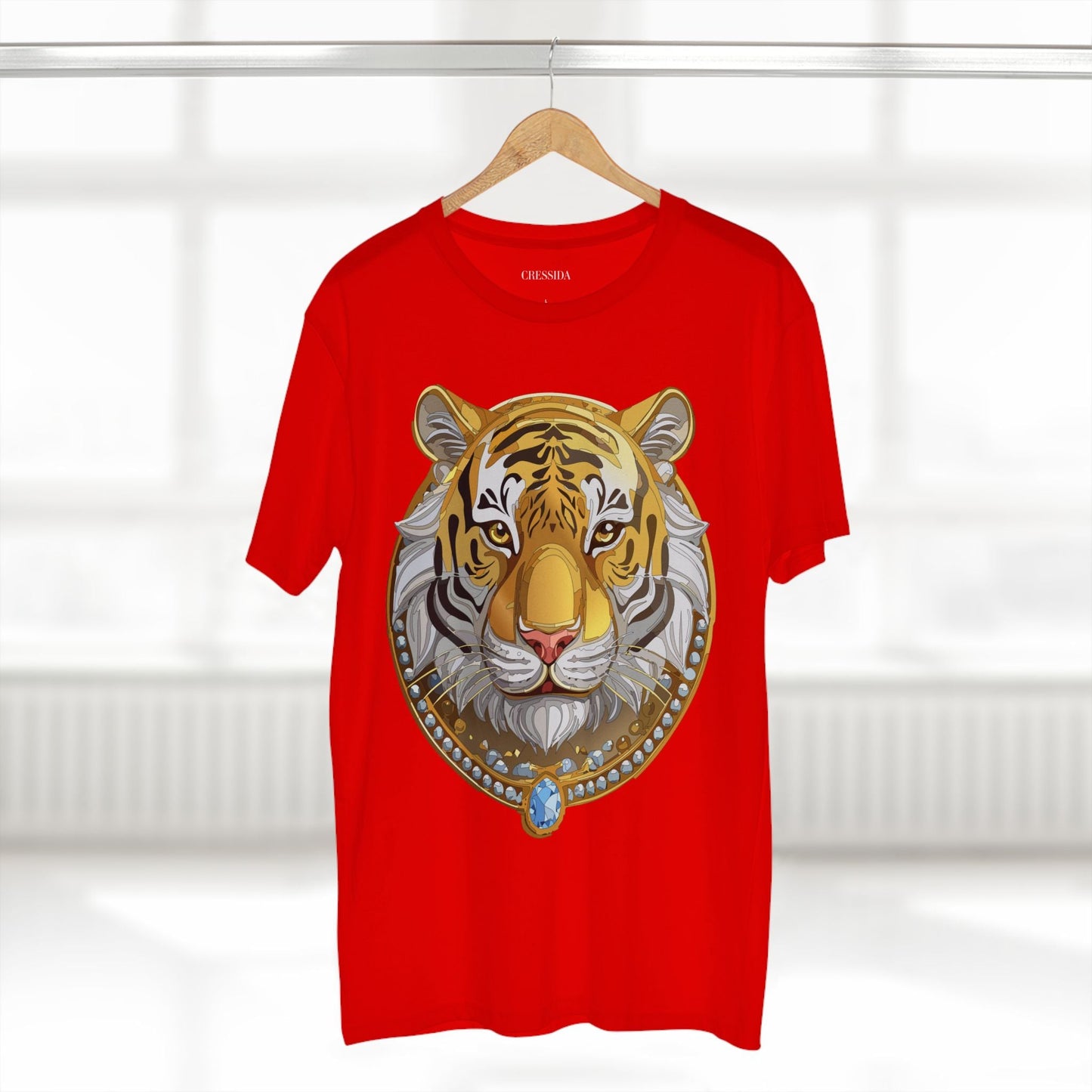 Tiger Graphic Unisex 100 Cotton Tee With Unique Animal Golden Medallion Art Design 4