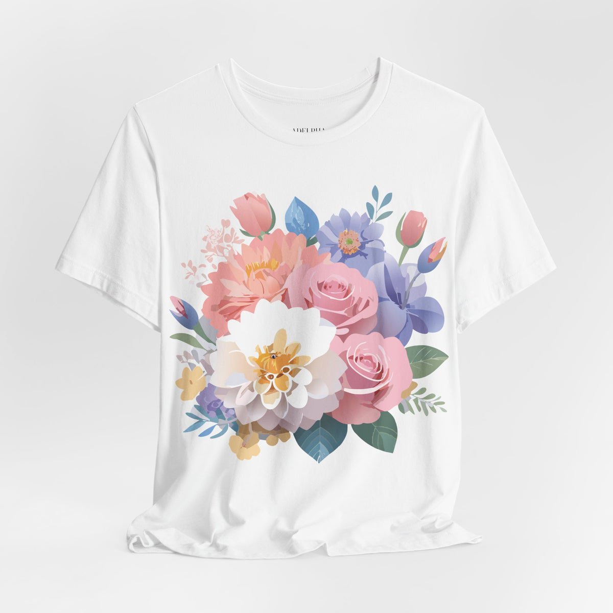 Floral Graphic Unisex Cotton Bella+Canvas Tee with Flowers Art Design n120