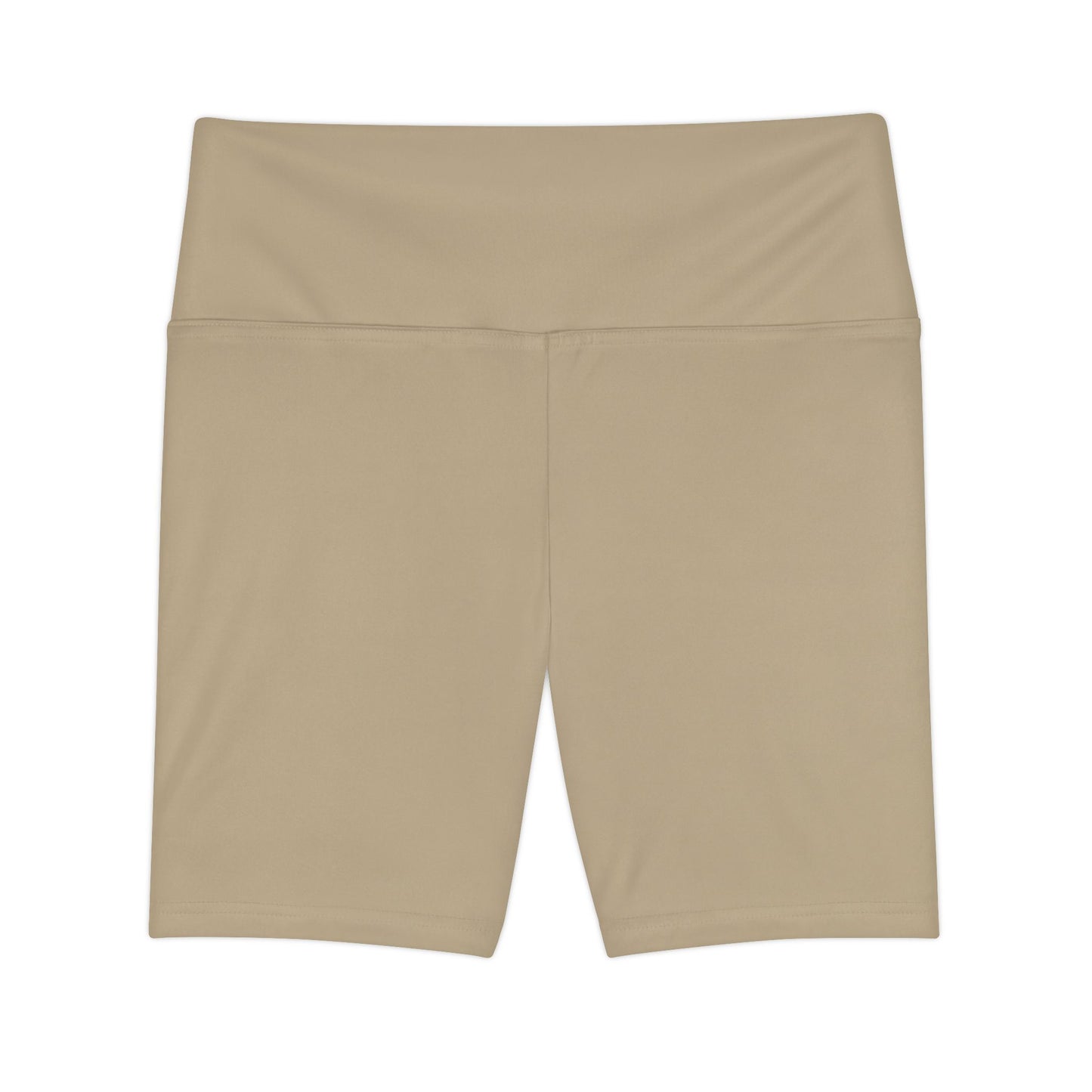 Khaki Beige High-Waist Women's Workout Shorts – Biker Fitness Shorts for Yoga & Running