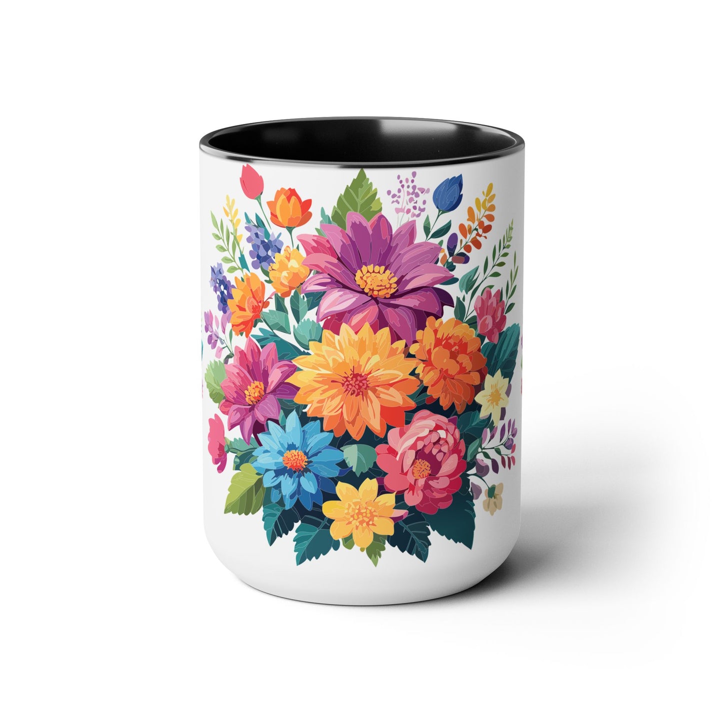 Tazas de café de dos tonos con flores