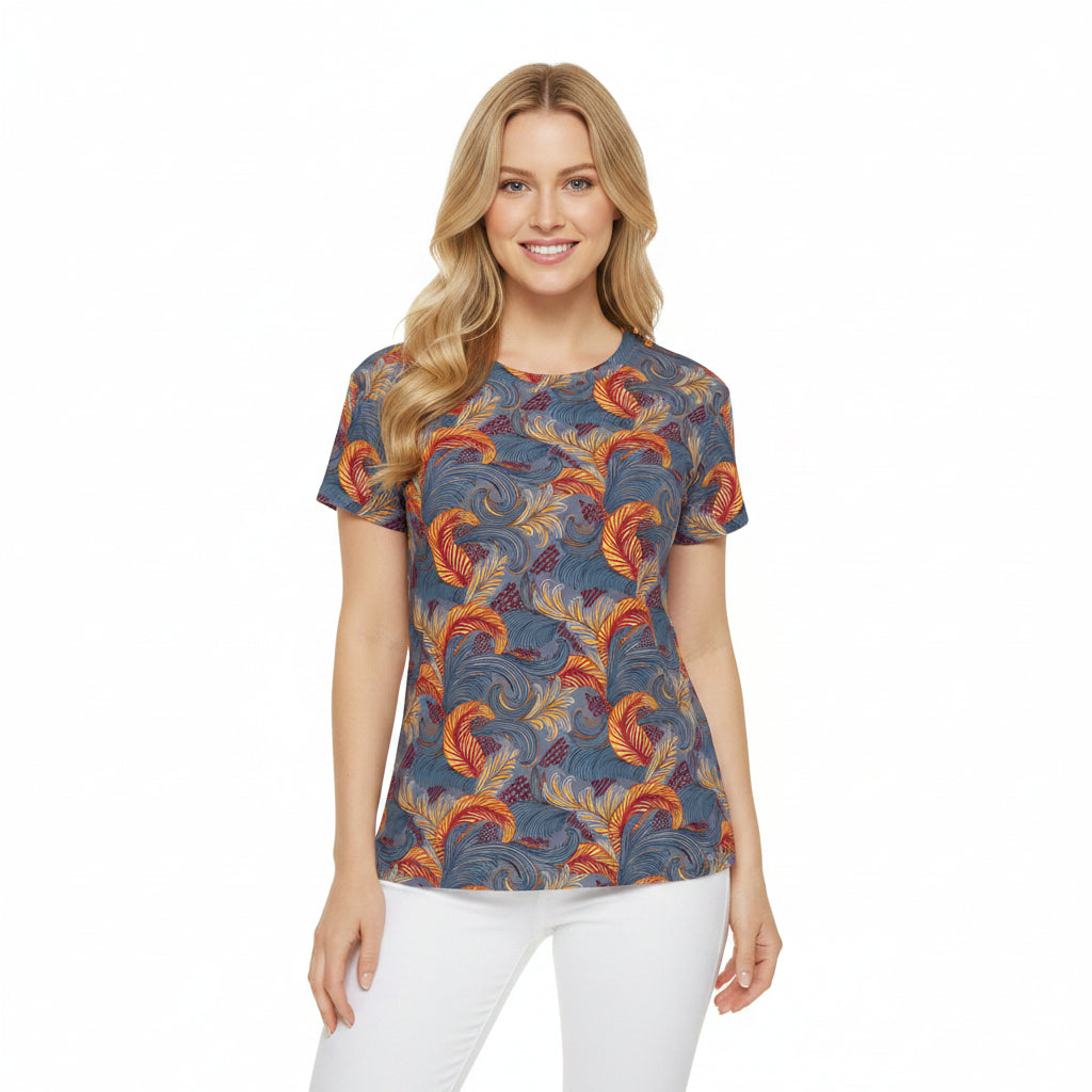 Women Poly Span T-Shirt with Floral Print