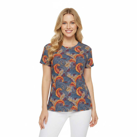 Women Poly Span T-Shirt with Floral Print