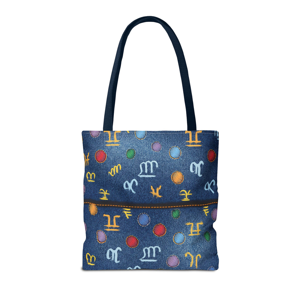 Denim Fabric Imitation Print Unisex Canvas Bag Poly Spun 3 Sizes Tote Bag 184-4