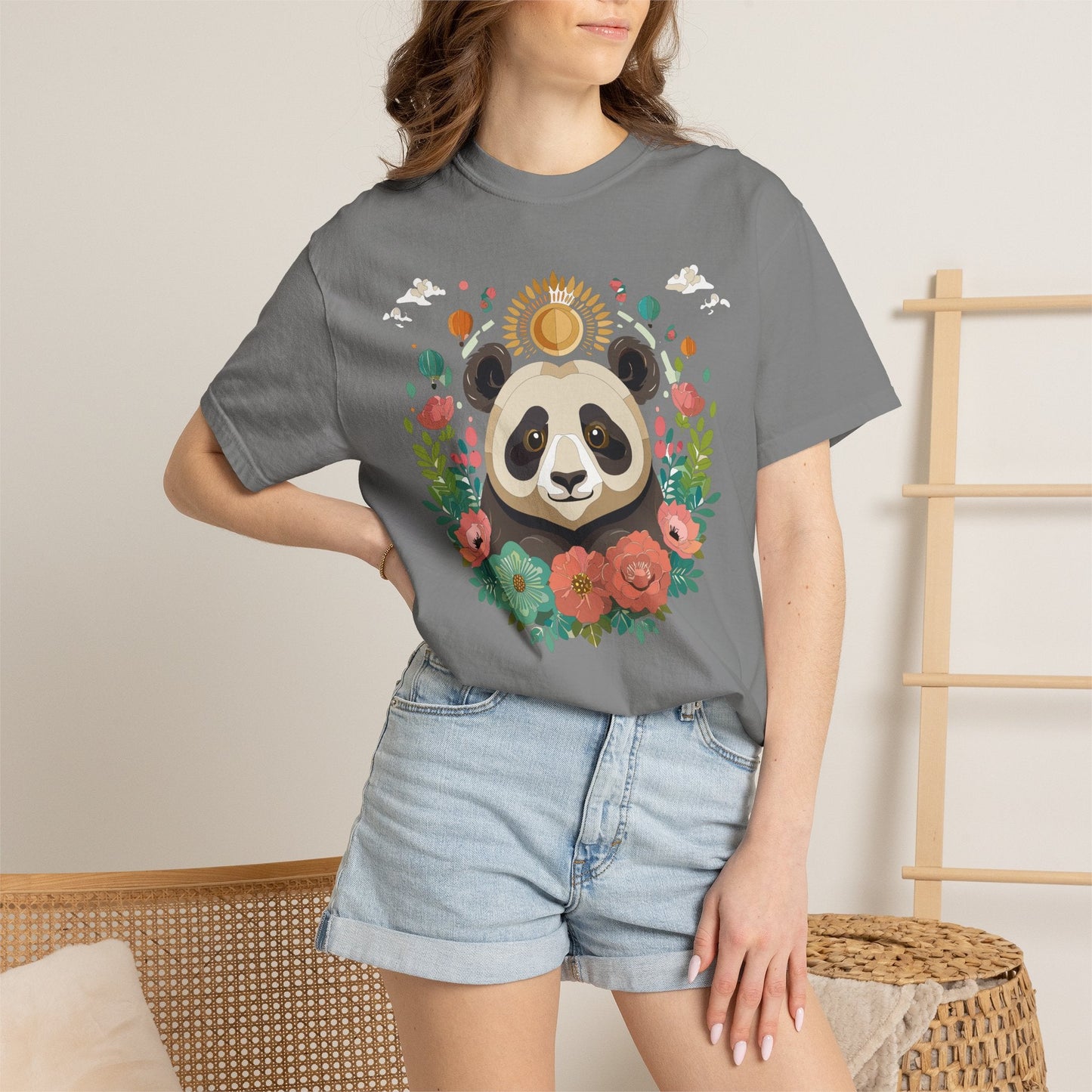 Panda Portrait Graphic T-Shirt Unisex Cotton Floral Animal Art Tee p4