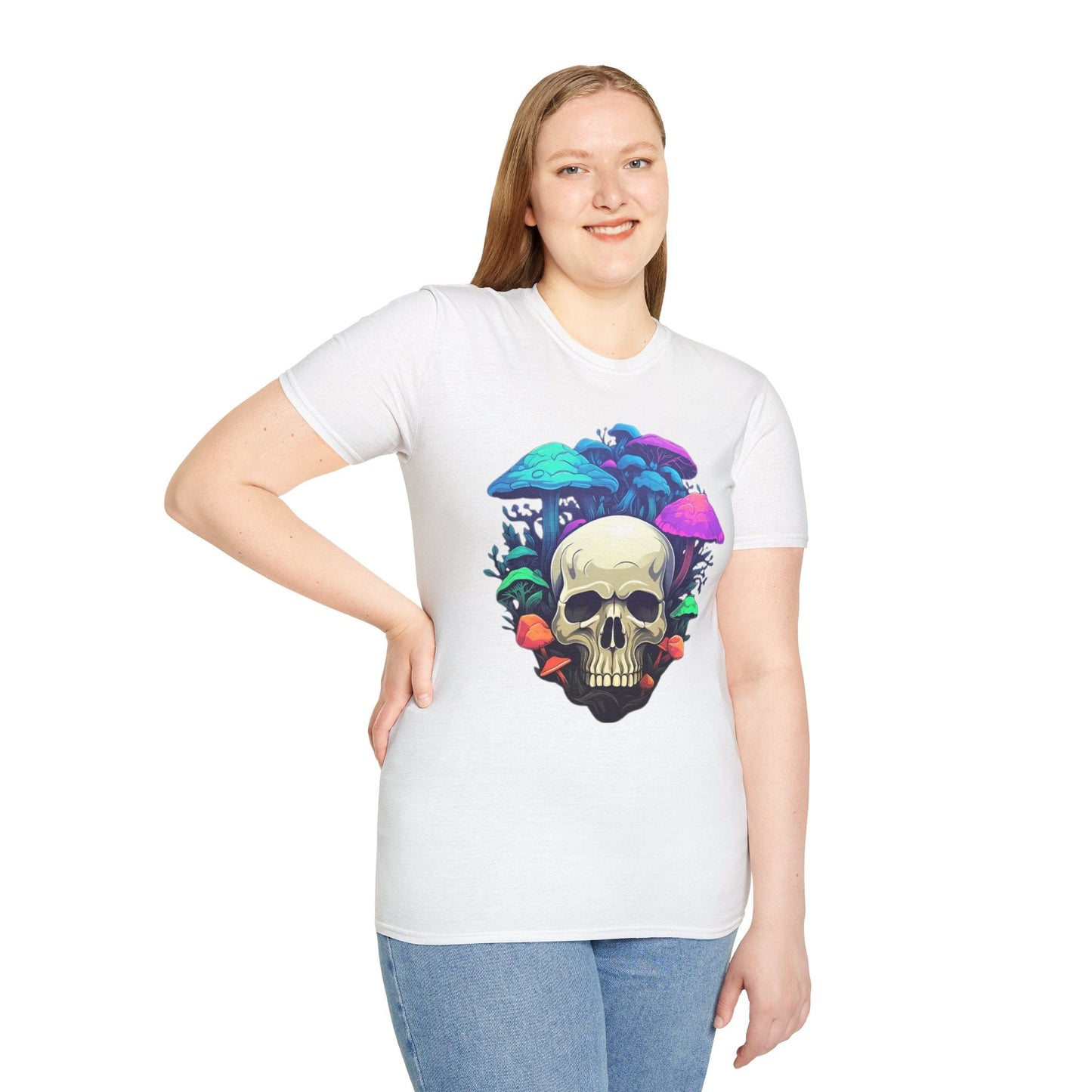 Unisex Skull Tee Shirt Short Sleeve Skeleton Design Gildan Softstyle Cotton Tee Shirt