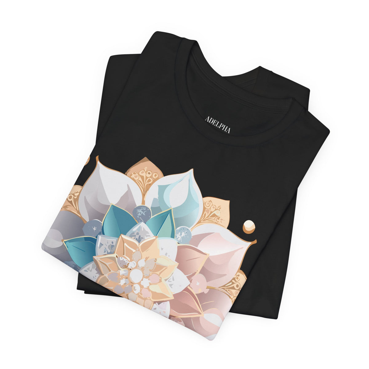 Mandala Graphic Unisex Cotton Bella+Canvas Tee with Floral Art Design d23